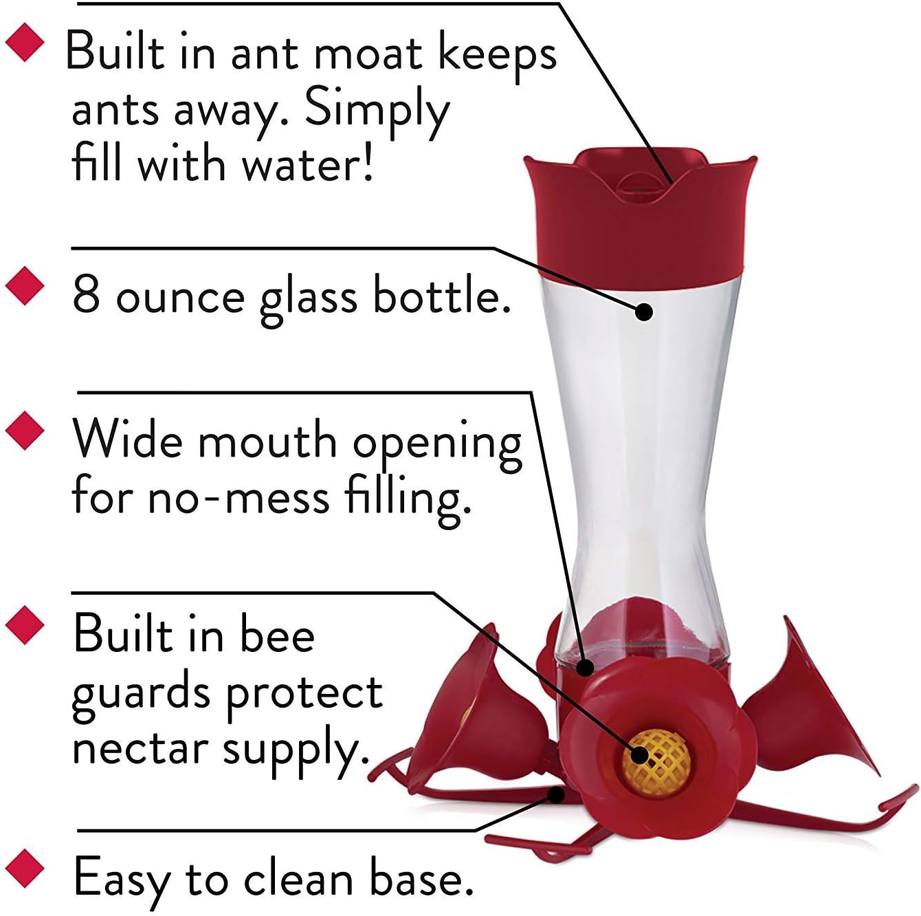 Perky Pet 203CPBN 8 Oz Clear Glass Hummingbird Feeder Set of 2