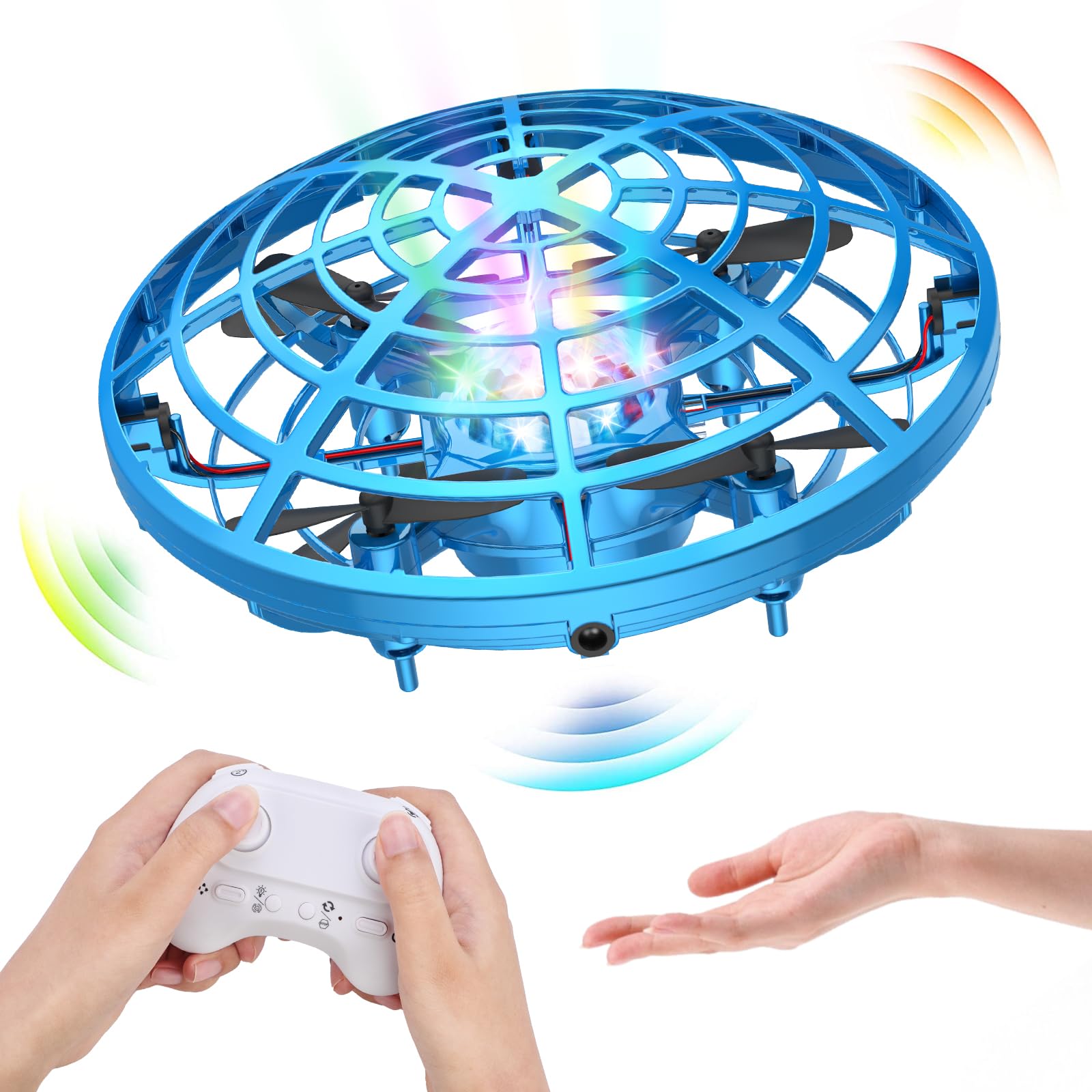 Nowy Drones à Main, Mini Drone UFO Mains Libres Rotaion 360°, Télécommande LED Avion Jouet Volant Cadeau dla dzieci