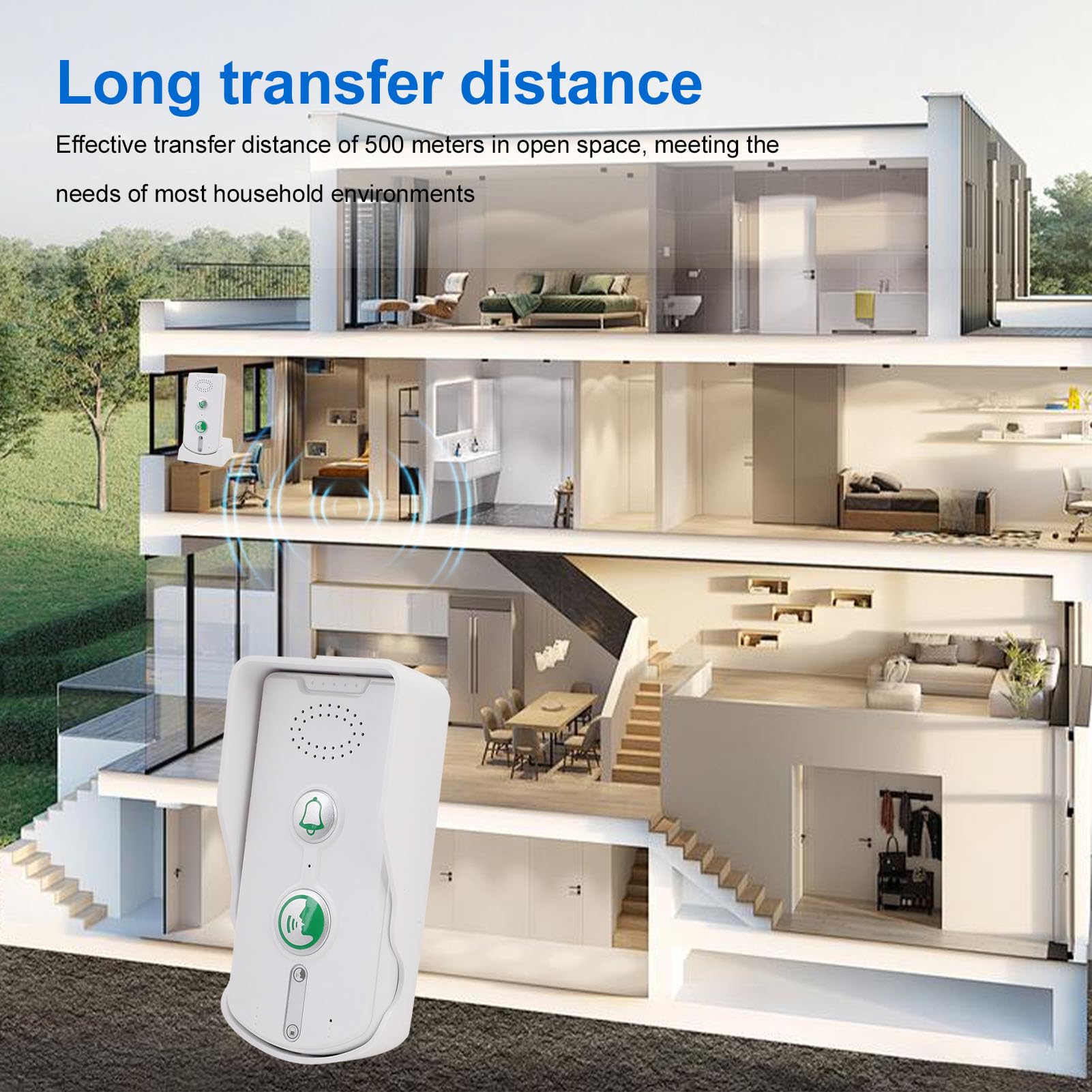 Jectse de Intercomunicador de Interiores Al Aire Libre de Intercomunicador de 2 Vías de Intercomunicador de 1640 Pies con 5 Niveles de Volumen, IP54 Impermeable, Batería de 1000 MAh,