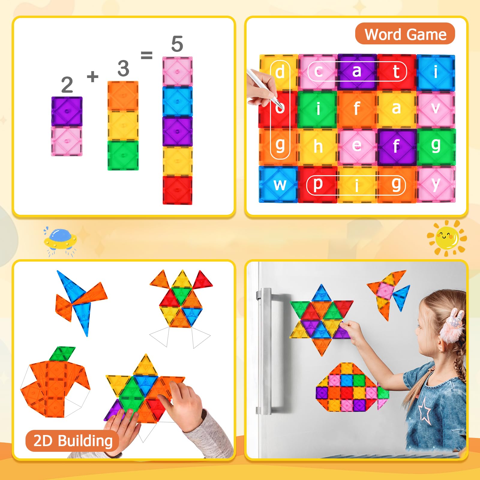 Katiago Magnetische Bausteine, 121 Teile Magnet Bausteine Spielzeug Kinder 3D Farbenfrohe Starterset Magnetische Bauklötze mit 1 Auto für Kinder ab 3 4 5 6 Jahre Geburtstag Geschenk
