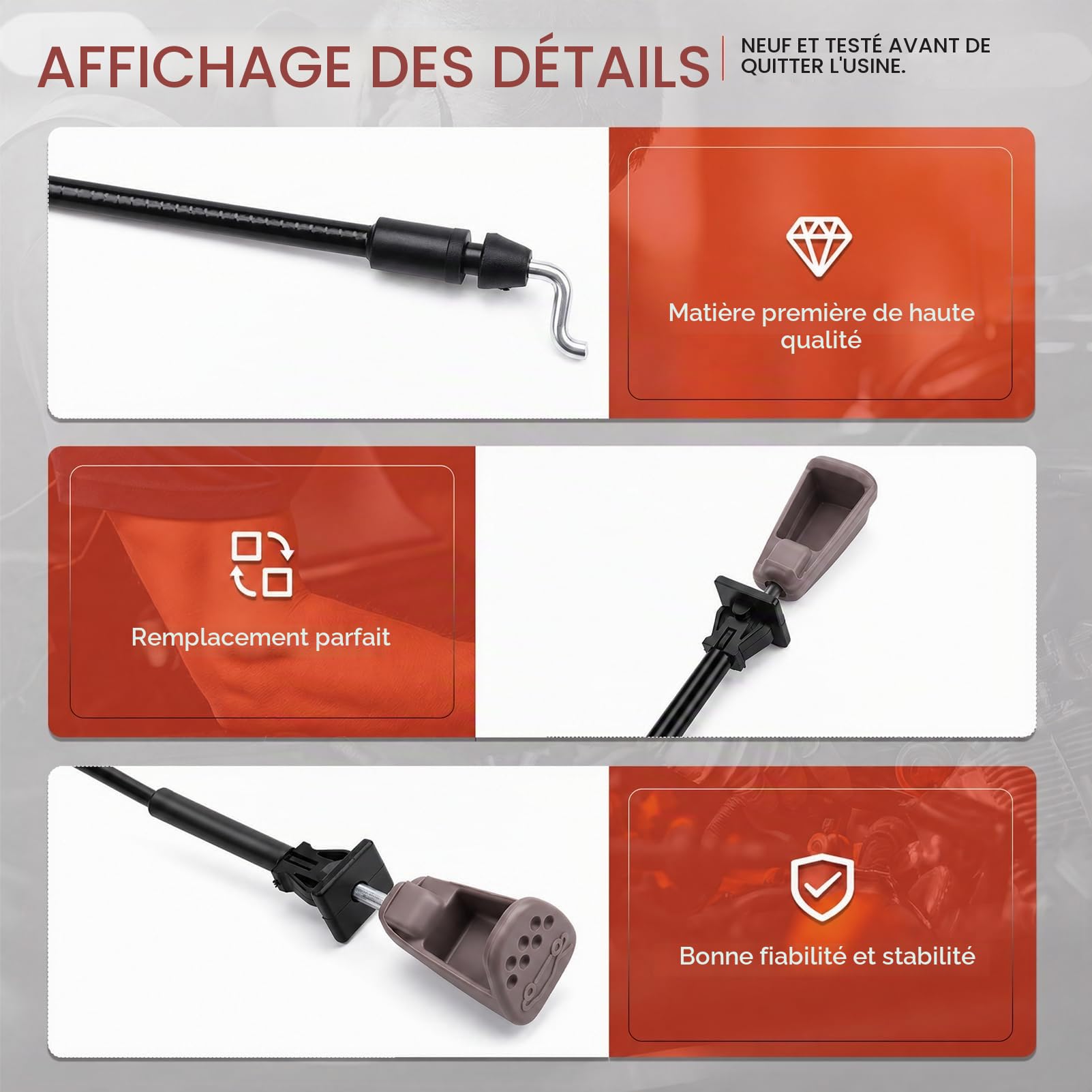 Câble d’Ouverture Capot for Twingo I 1993-2007 7700426704 Câble Déverrouillage Moteur en Acier Anti-Corrosion Réglage Blocage Traction Fluide Installation Facile