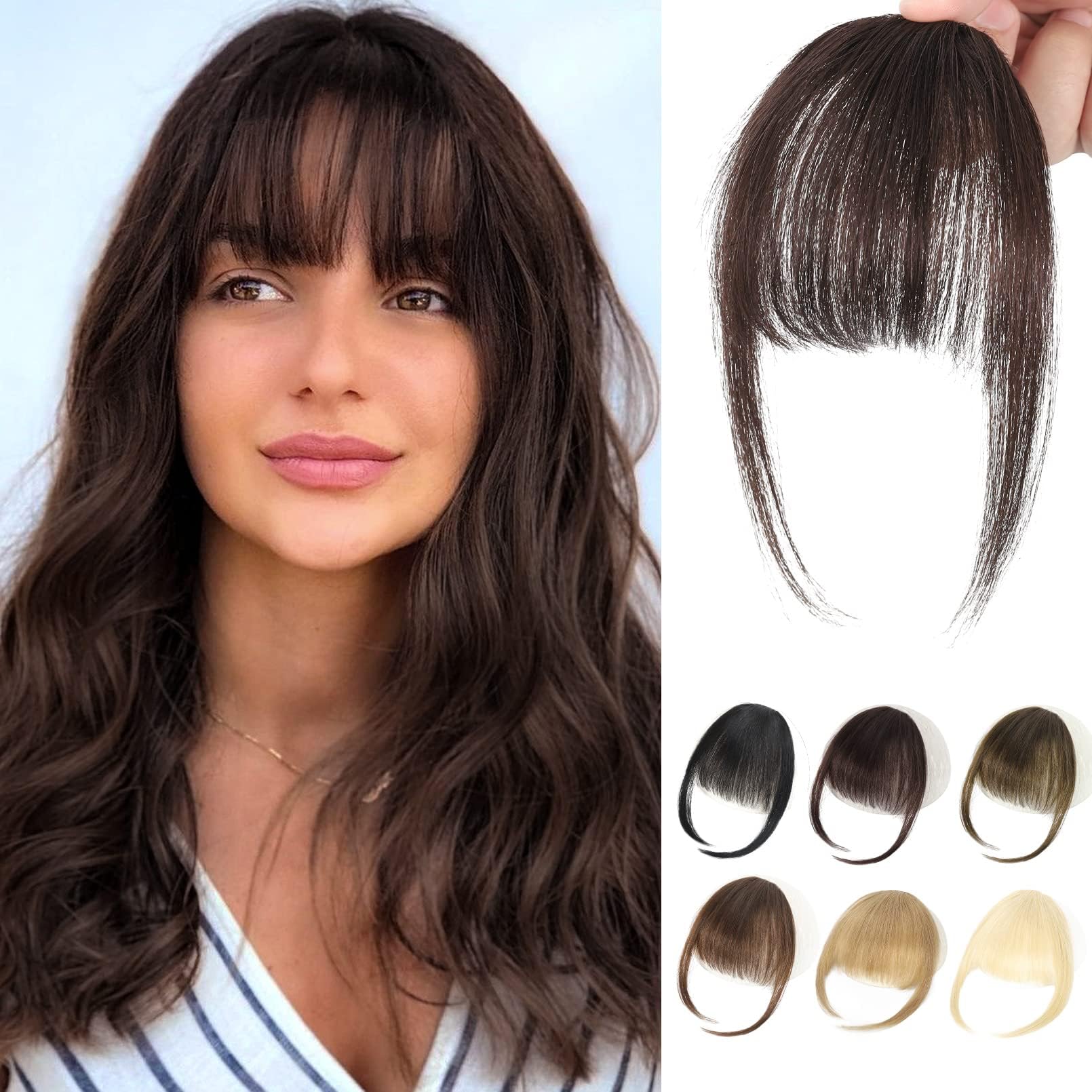 Amazon.com : REECHO Clip in Bangs,100% Human Hair Wispy Bangs Clip in ...