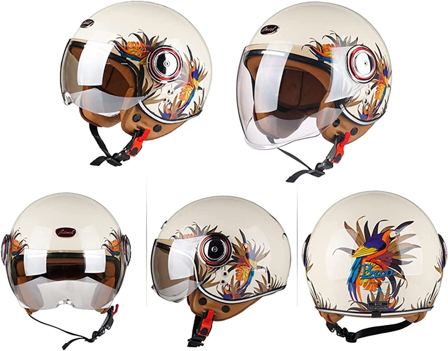 Casco Moto Jet Vintage Casco De Patinete Eléctrico Casco Moto De Scooter ECE Homologado para Mujer Hombre Adultos con Visera