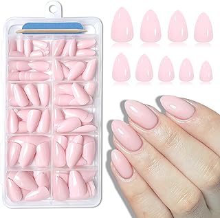 120pc Pink Almond Press on Nails Short Fake Nails Press ons for Women Acrylic Nails Press on Nails&Glue Tabs, Short Pink Press on Nails Almond False Nail Tip Stick on Artificial Fingernail