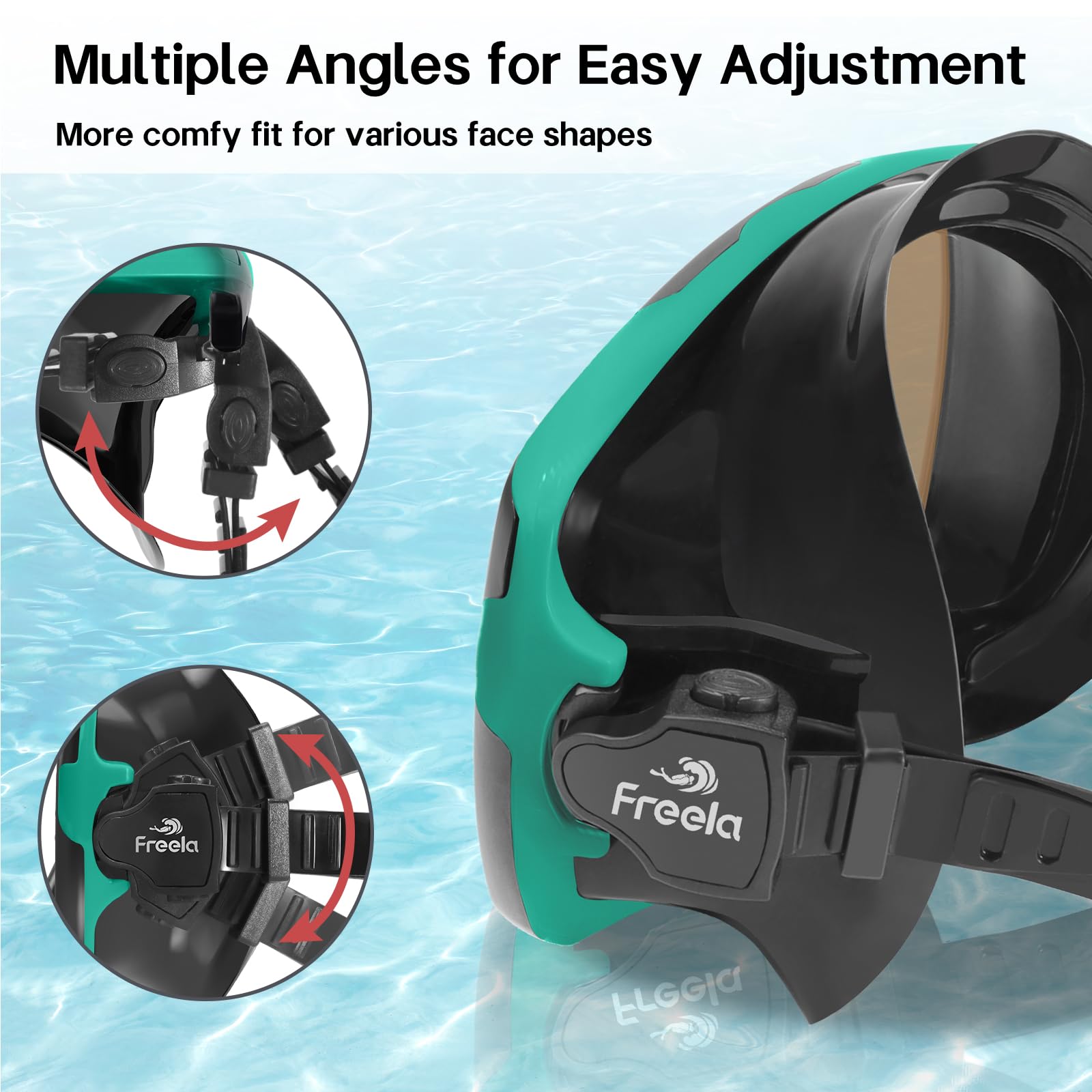 Freela Erwachsene Schwimmbrille Maske für Erwachsene mit Nasenabdeckung, gehärtetes Glas, Anti-Beschlag, wasserdicht, 180° klare Weitsicht, Männer und Frauen