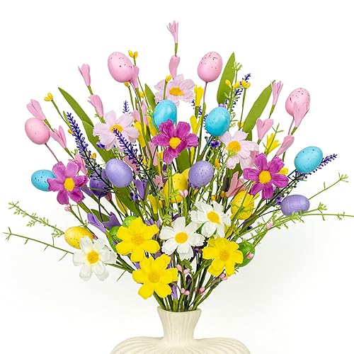 J'FLORU Artificial Easter Flowers 10 Pack Easter Floral Picks 17