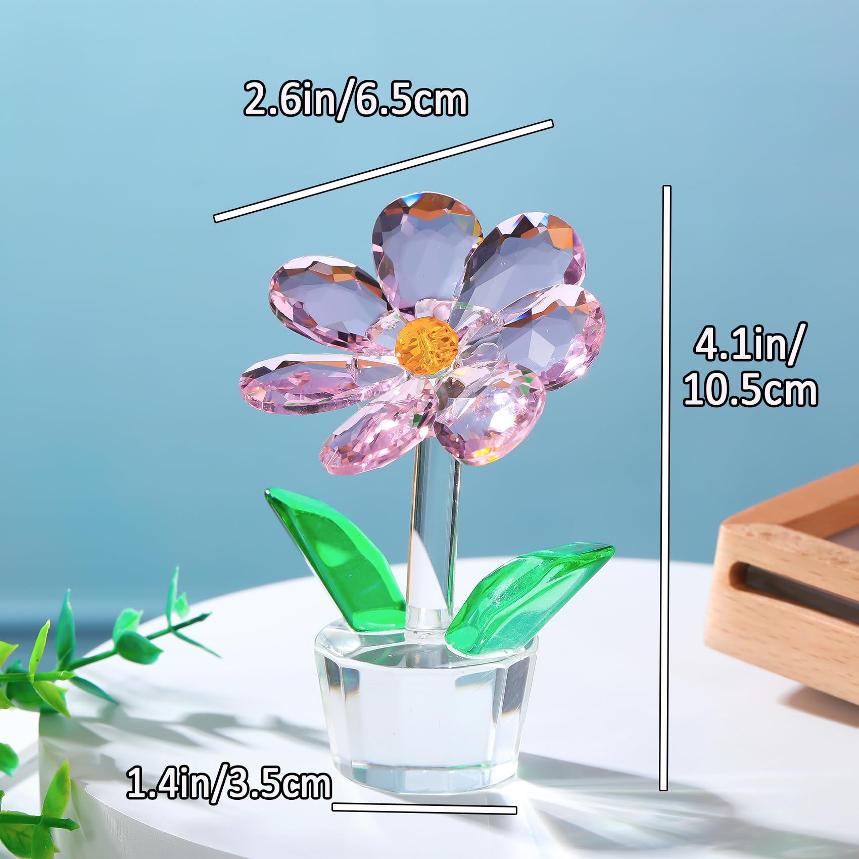 Statuetta In Cristallo K9 Con Fiore Di Ciliegio Rubino – Regalo Per Donna, Decorazione Casa, Con Scatola E Panno