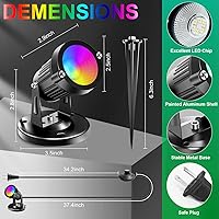 Vista 6 de LED Spot Lights Indoor,RGBW Color Changing Up Light Indoor Remote Control Plant Spotlight Decorative Lights Plug 6 FT Cord with Floor Foot Switch