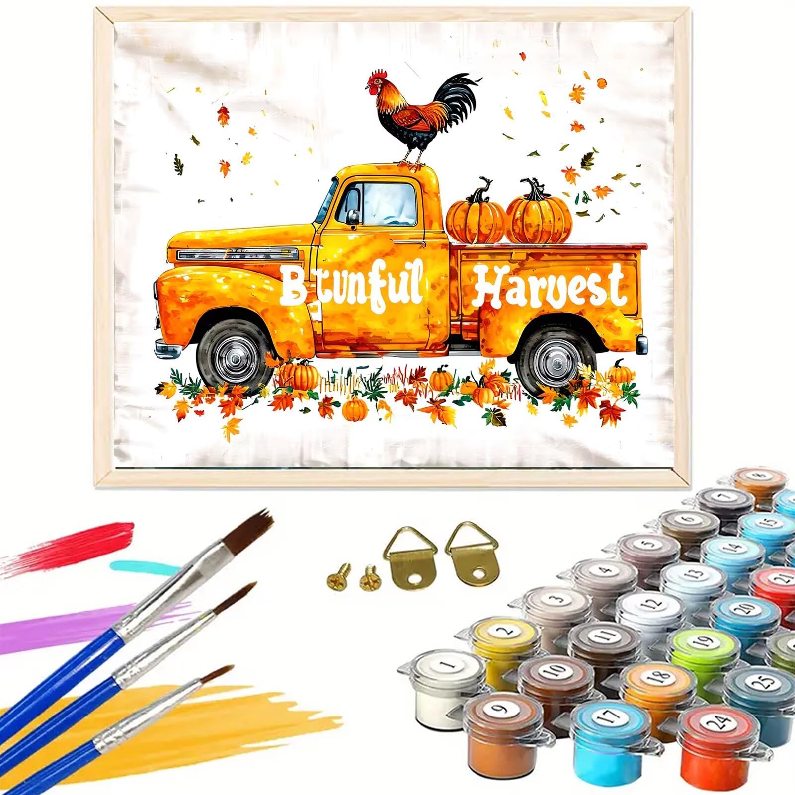 Malen Nach Zahlen Erwachsene Halloween Paint by Numbers LKW Malen Nach Zahlen mit Rahmen 60x80cm DIY Handgemalt Ölgemälde Set Mit 3 Pinseln und Acrylfarbe, Knitterfreie Leinwand,Deko Wohnzimmer,kk-377