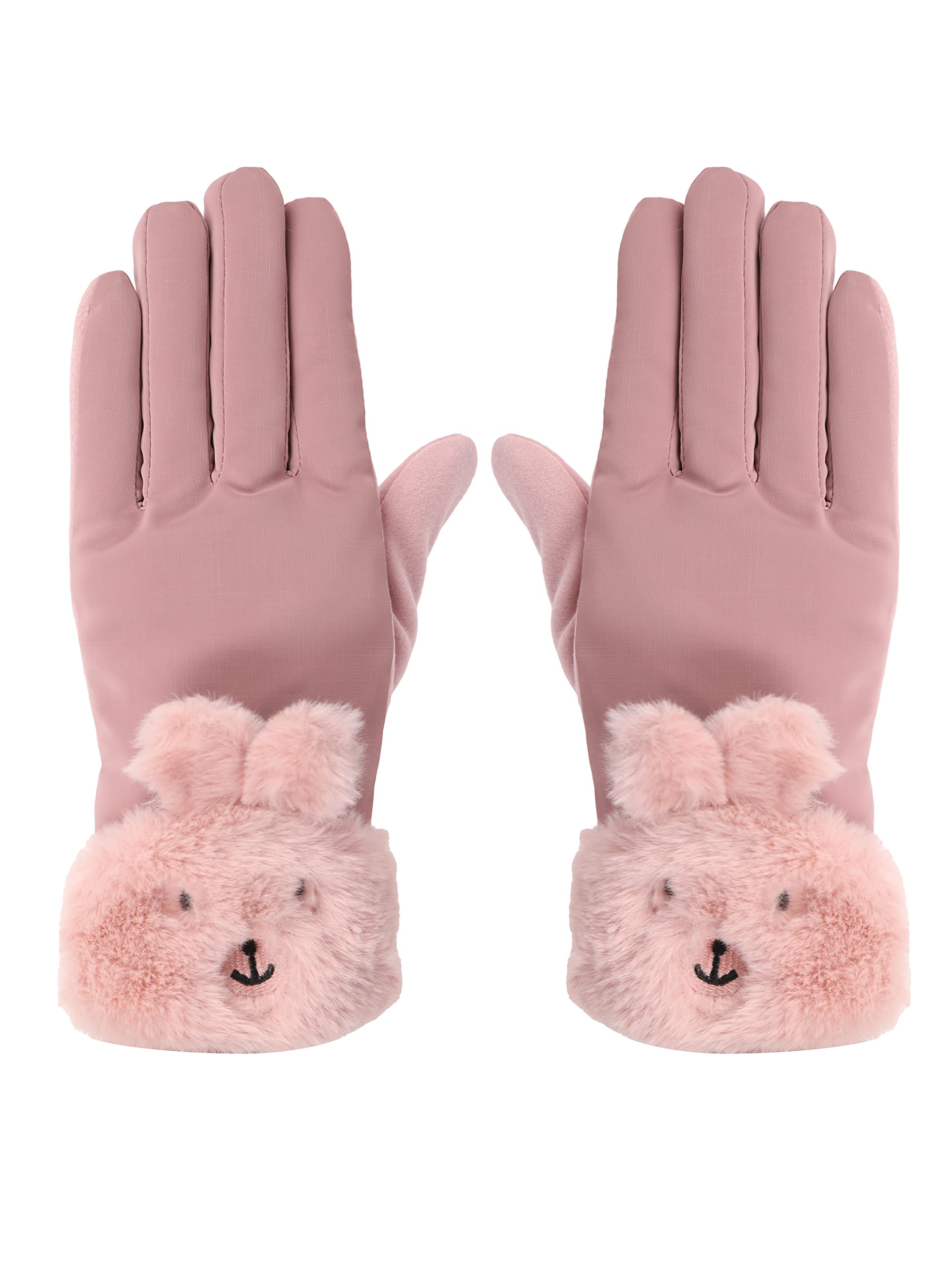 Winter Gloves For Girls & Women, with faux fur on the inner for cold weather, Touchscreen enabled finger