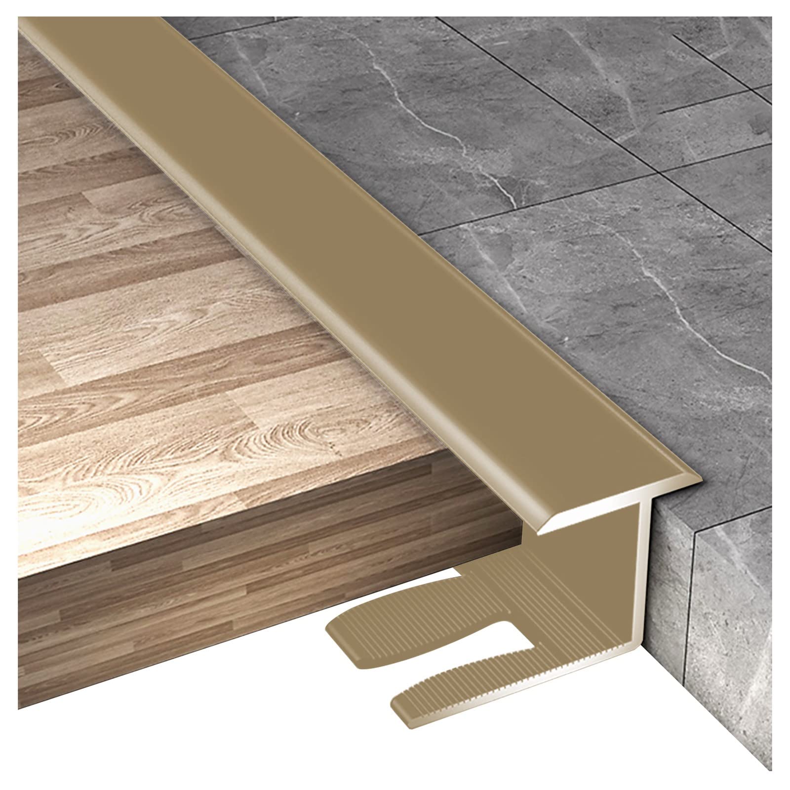 Remys Gold 1.5Cm Wide Doorways Lightweight Gap Connecting Strips,Carpet Floor Transition Strip, Aluminum Door Bar, For 0.5-0.6 Thickness Floor(,130Cm/51.2In)