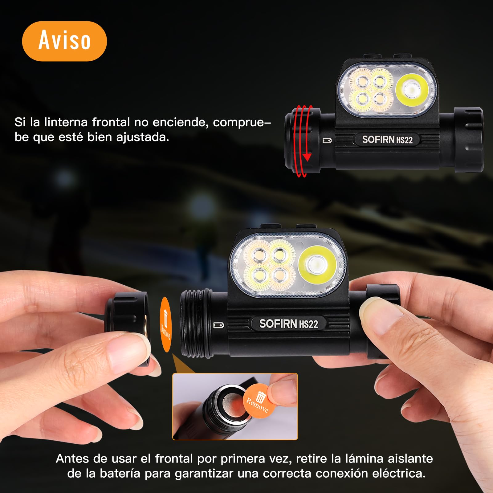 SOFIRN HS22 Linterna Frontal LED Recargable, 2700K–6500K, 2500LM, Luz de Punto y de Inundación, typ-C, IPX6, Linterna Cabeza con 7 Modos, Ideal para Camping, Pasear al Perro, Pesca, Trabajo y Deporte