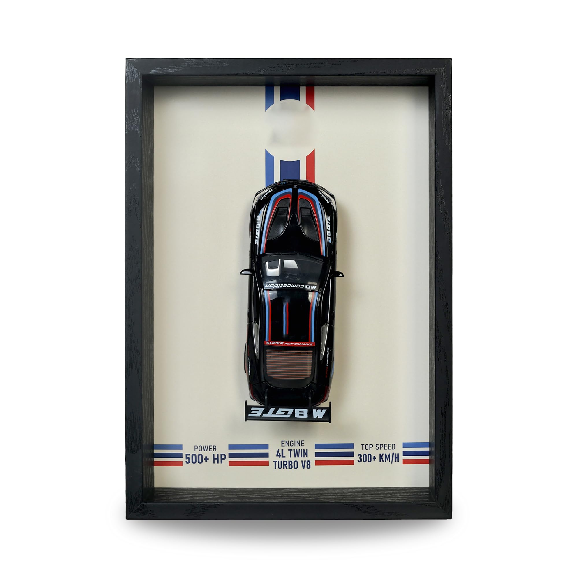 CodersParadise - BMW M8 GTE 3D Car Frame Wall Art | 1:32 Die-Cast Metal Model Car with Wooden Display Frame | Detachable Miniature, Interchangeable Posters, Pull-Back Action, Lights & Opening Doors | Unique Gift for Cars Lovers & Home Décor-image-17