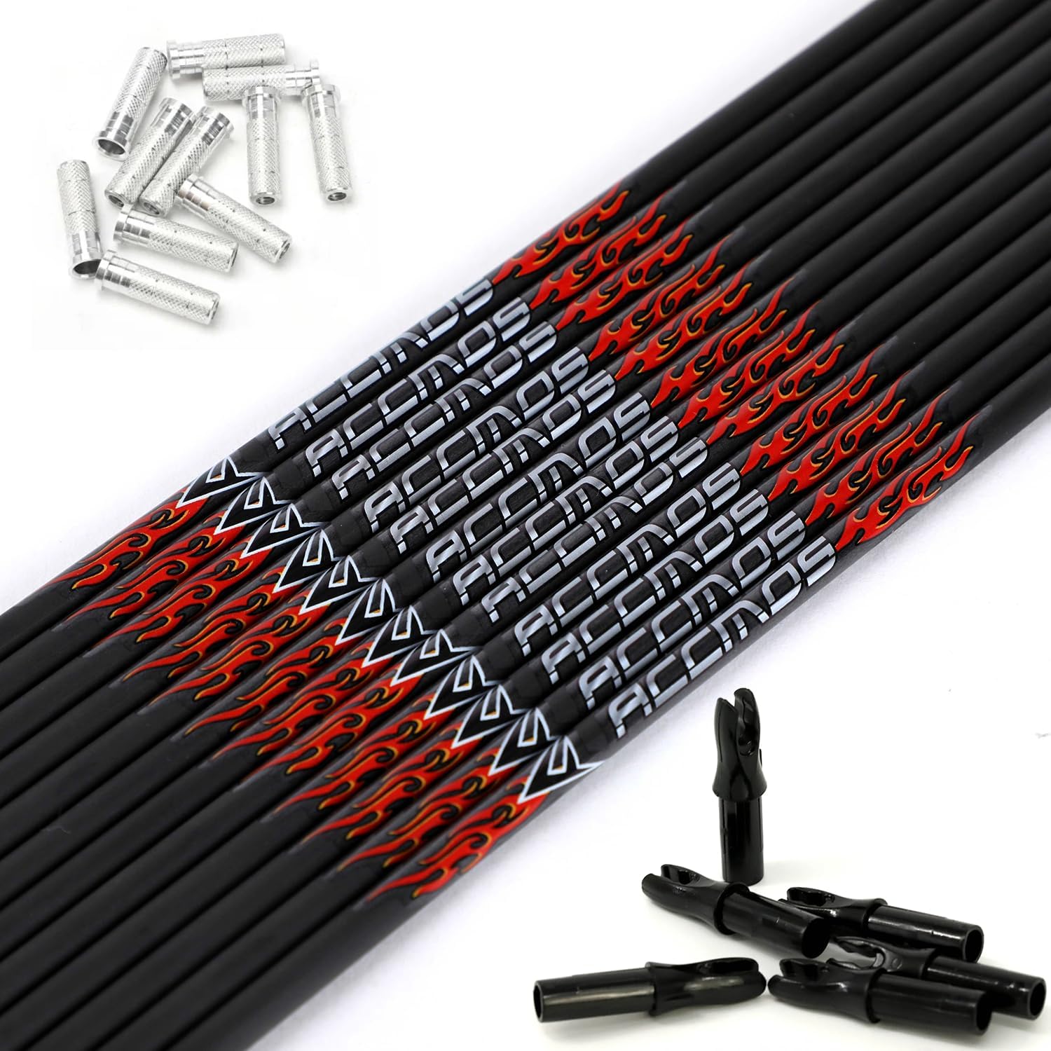 6/12pc Custom Length Carbon Arrow Shafts Spine 200 250 300 350 400 500 600 700 800 with Inserts Nocks DIY Kits Set Targeting Hunting Arrow Tube Rod for Traditional Bow Long-Bow Recurve Compound Bow
