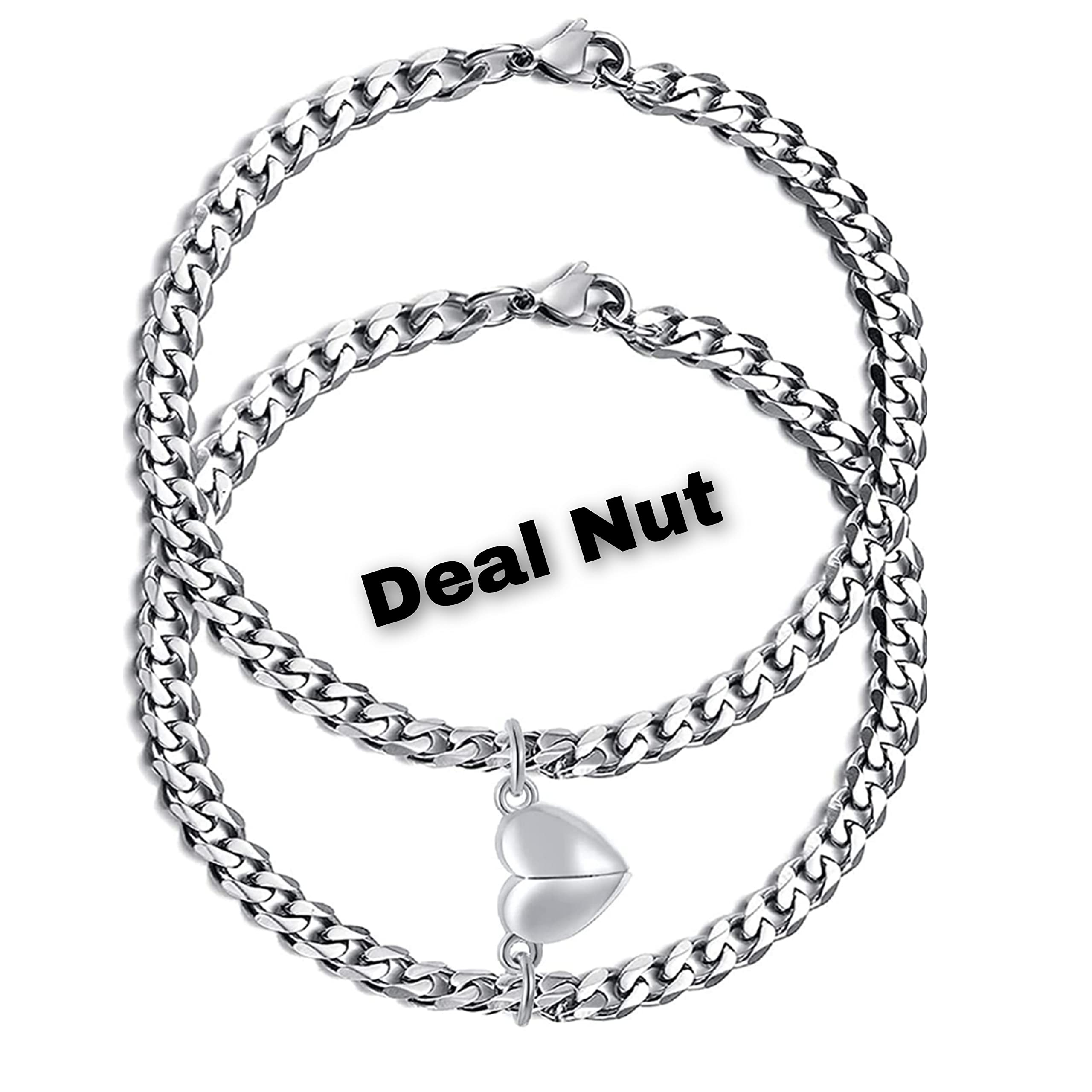 DEALNUT Magnetic Couple Bracelets, 2 Pcs Adjustable Cuban Chain Magnetic Heart Hand In Hand Bracelets Matching Promise Best friend, Couples Bracelets for Boyfriend Girlfriend Gifts. (B09ZST54WZ) Amazon Price History, Amazon Price Tracker