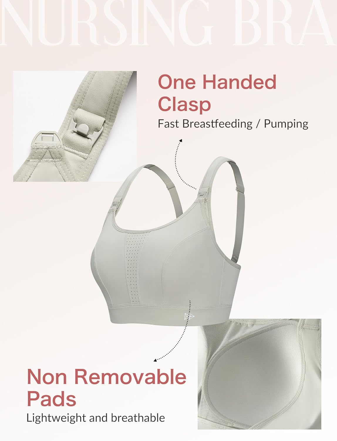 Yvette Nursing Sports Bras for Breastfeeding Supportive Wireless Padded Maternity Bralette for Pregnancy - Image 5