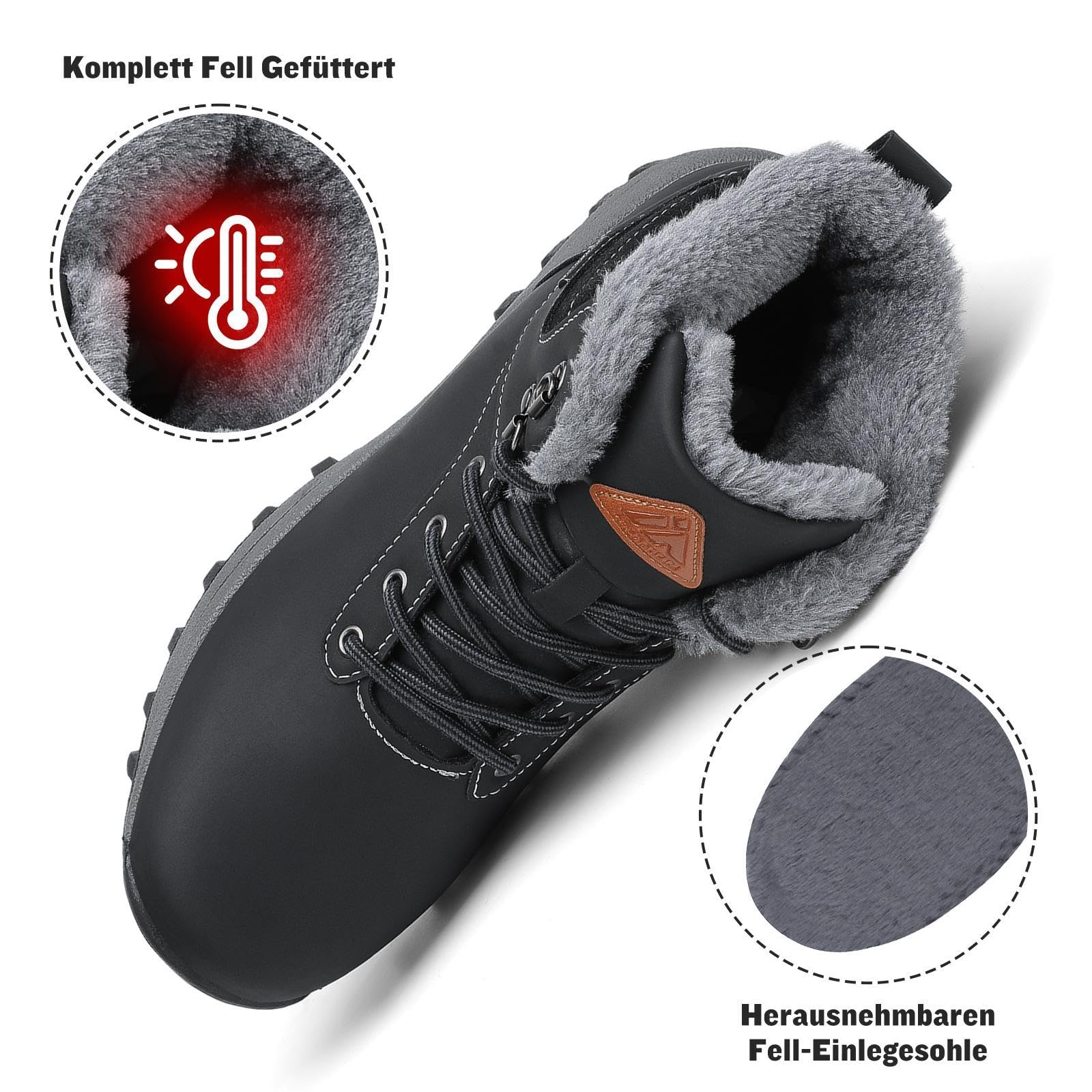 Mishansha Scarpe Uomo Donna Invernali Impermeabili Antiscivolo Stivaletti Invernali con Pelo, Gr.36-48