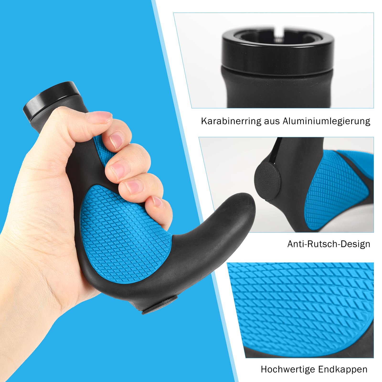 ROGTYO Ergonomic Bicycle Grips, Non-slip Rubber Handlebar Grips, 22mm, Cycling Grips for MTB BMX, Electric Bike, Folding Bike - Image 4