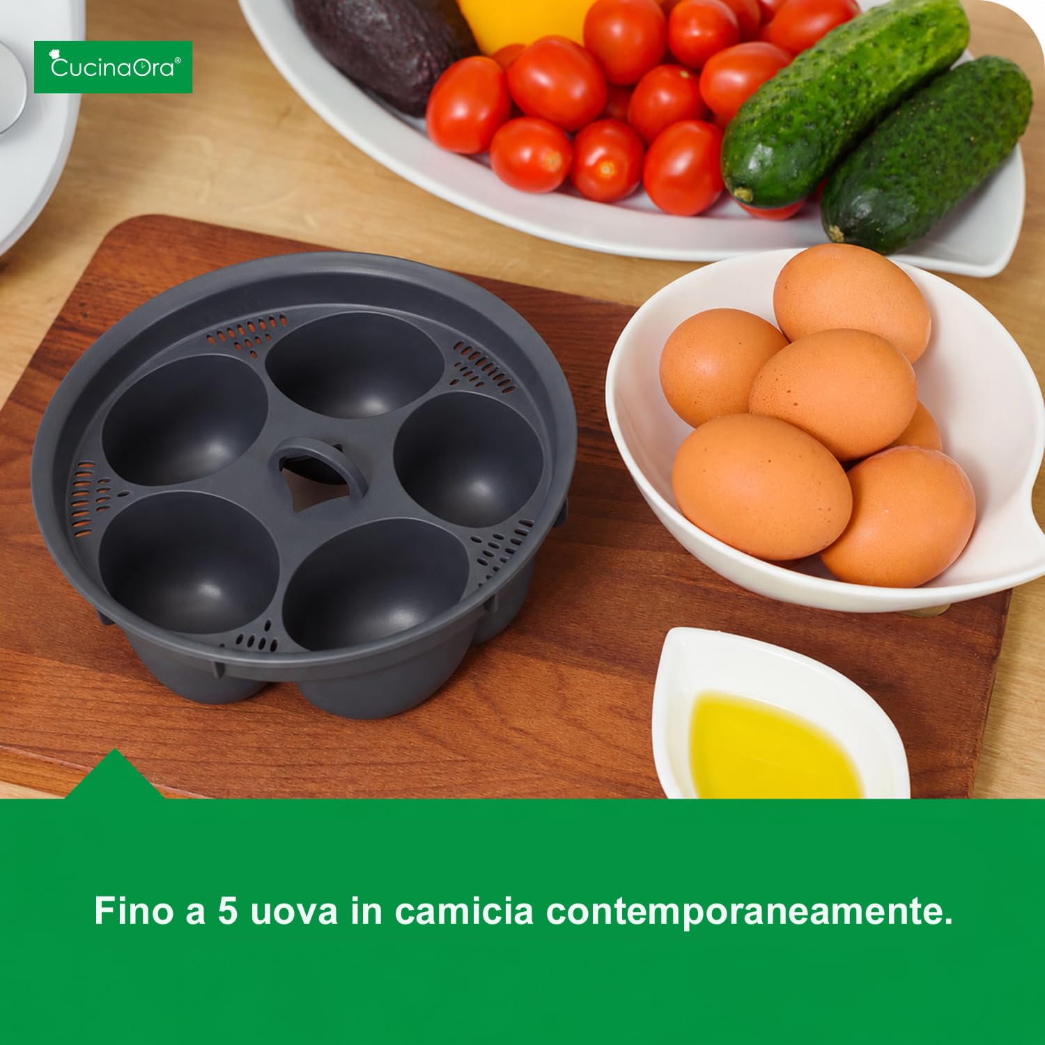steamEGGS compatibile con Monsieur Cuisine Smart e Connect – Inserto cuociuova per preparare fino a 5 uova in camicia