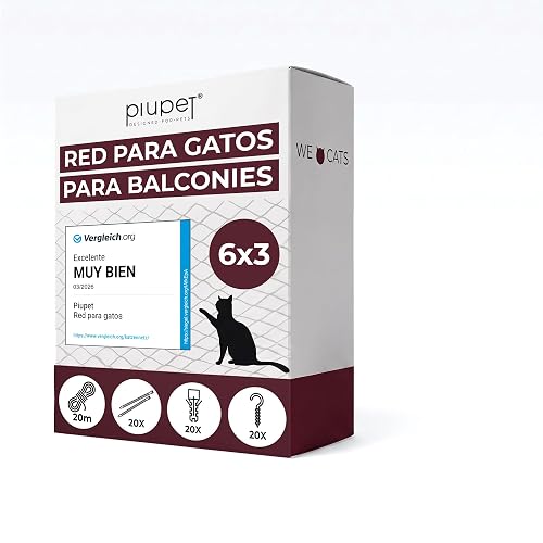 PiuPet 6x3m Red de Balcón para Gatos, Malla de Seguridad Transparente