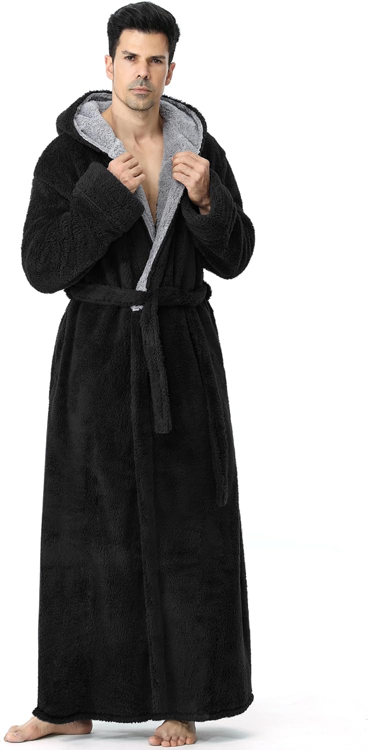 Artfasion Mens Hooded Plush Robe