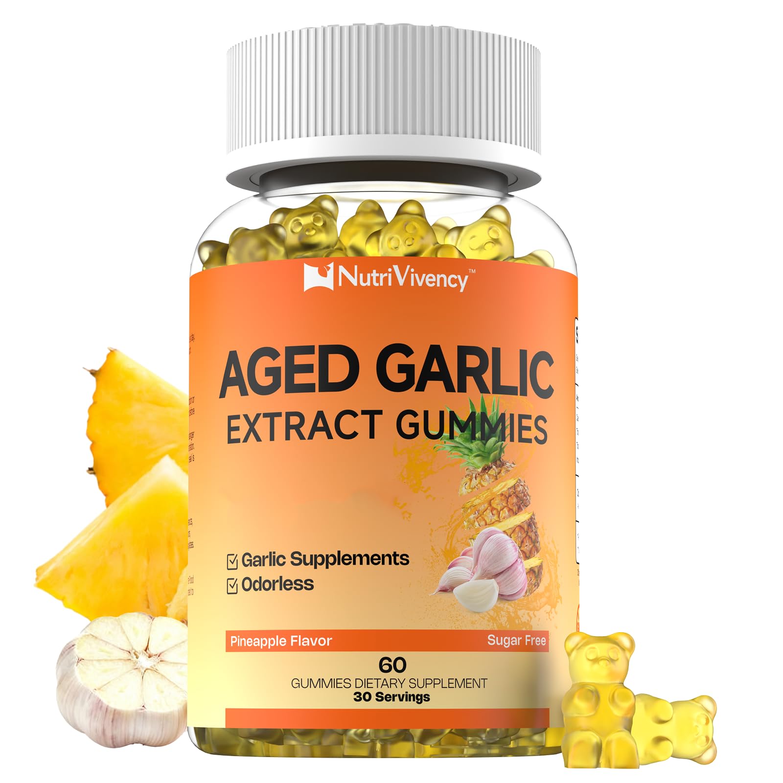 Aged Garlic Extract Gummies 500mg, Odorless, 60 Ct