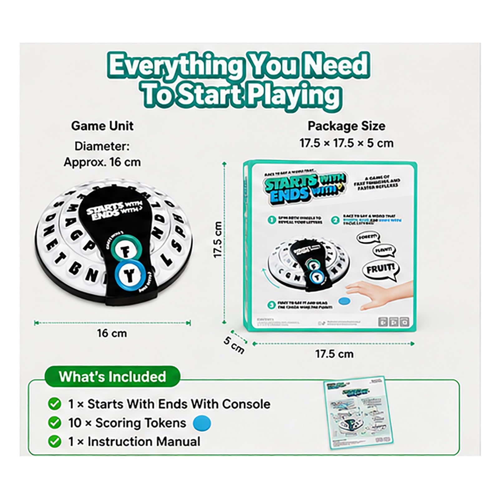 Comienza con Termina con Juego de Palabras, Juego de Palabras Spin & Shout, Juegos de Mesa La Familia de Ritmo rápido, Elige una categoría y Corre contra el cronómetro (3pcs)