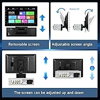Vista 6 de Rimoody Estéreo de automóvil de 10.1 pulgadas de un solo DIN, pantalla táctil desmontable con Apple CarPlay y Android Auto, cámara de respaldo