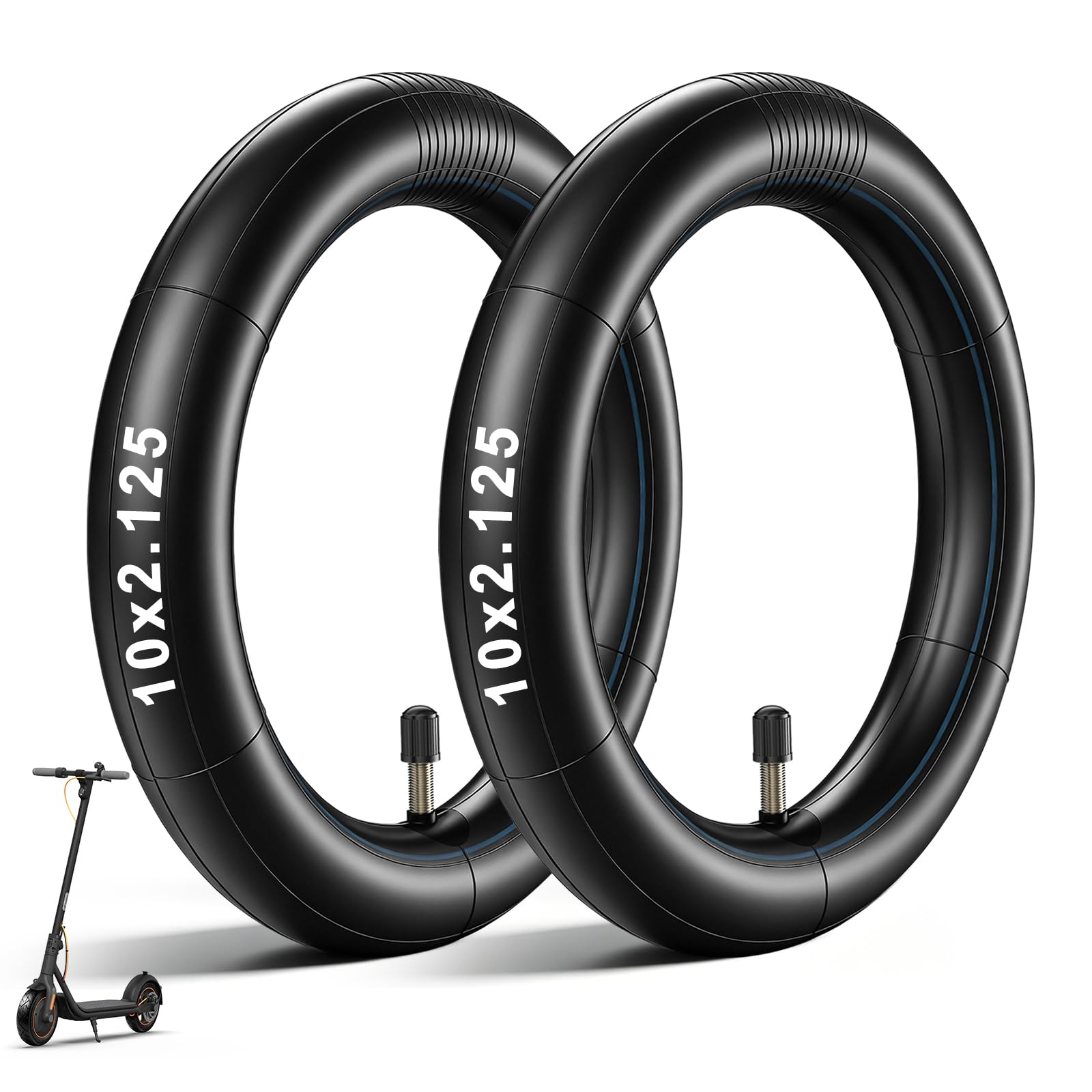 SYACHI 2 Pack 10 x 2.125 Scooter Inner Tube, 10 Inch Thickened Replacement Electric Scooter Inner Tube Inflatable with Straight Valve, Highly Elastic Butyl Rubber, For Electric Scooter