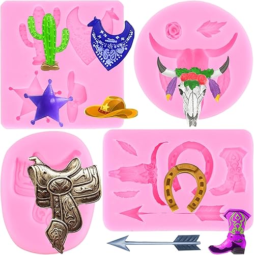 Molde de silicona para cabeza de toro, para botas de flecha, herradura, pezuña de herradura, molde de fondant, molde de sillín para decoración de