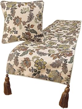The HomeCentric King Queen Twin Multi Color & Ivory Handmade Twin 53"x18" Bed Runner with Pillow Cover, Floral Bed Scarf on Jacquard Fabric - Seasons Blossoms