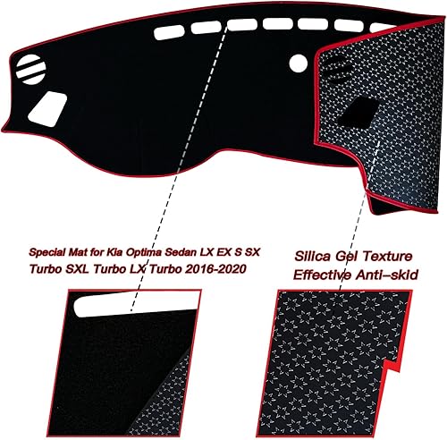 Miniatura 8 de Funda para salpicadero interior compatible con Kia Optima Sedan LX EX S SX Turbo SXL Turbo LX Turbo 2016-2020 protector de rayos UV (borde negro)