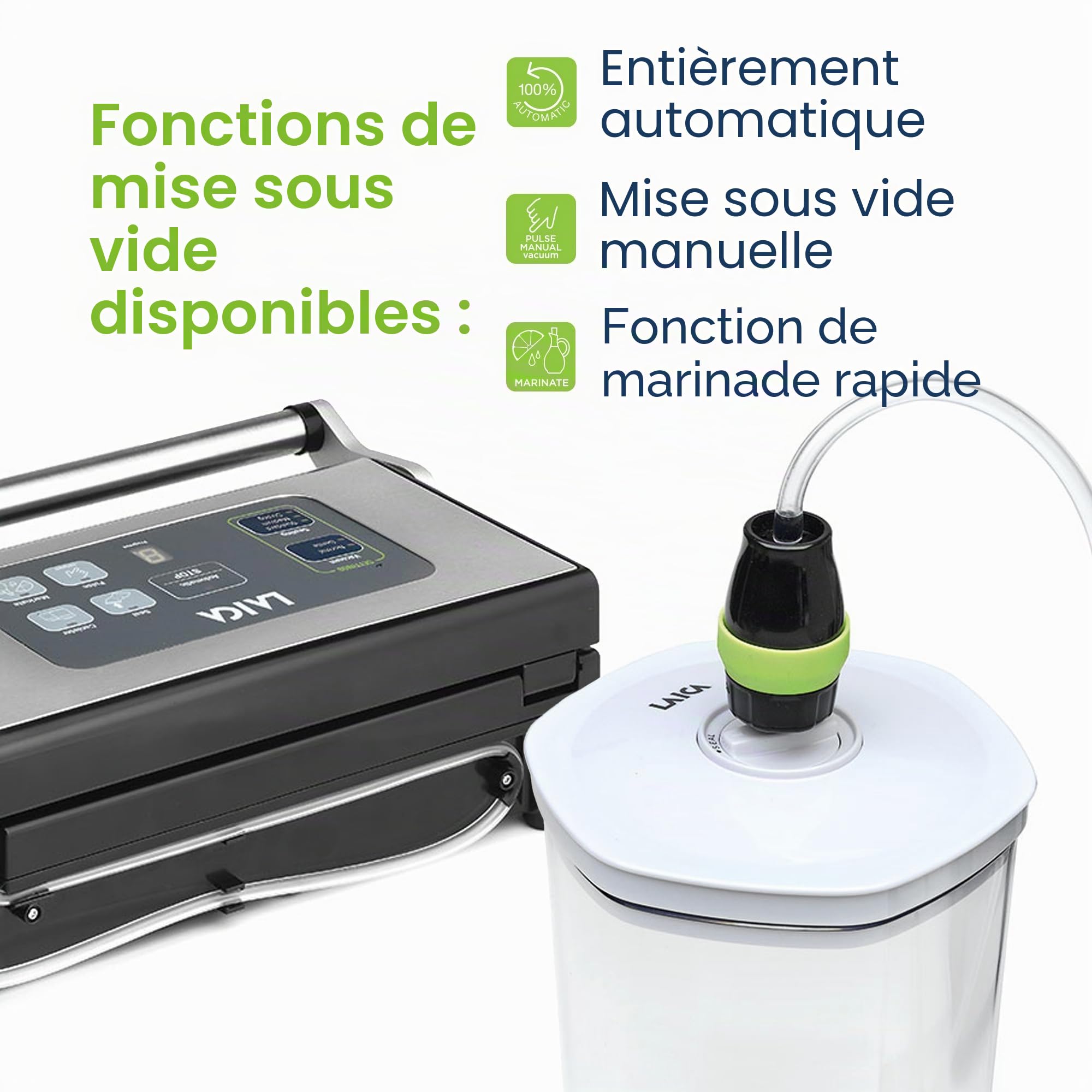 Laica VT3240 XPro Machine d'emballage sous vide professionnelle 22L/Min., comprend 2 rouleaux de 28 x 600 cm.