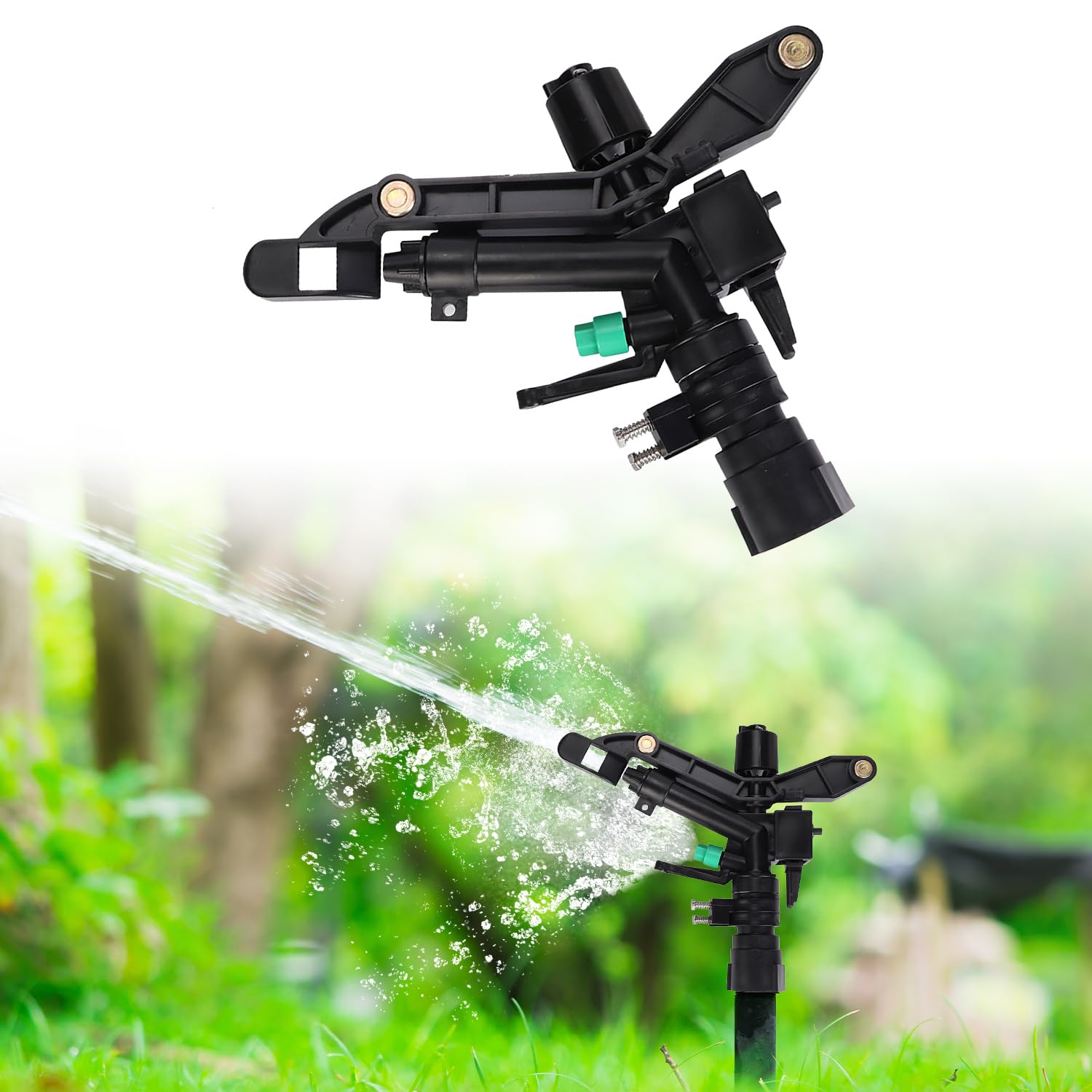Tissting Arroseur Oscillant, Arroseur de Jardin Rotatif en Métal avec Buse Réglable Double Jet, 26 cm pour Irrigation Précise de Pelouse et Potager