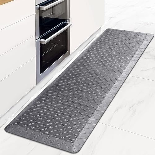 Vista 173 de HappyTrends - Tapete acolchado antifatiga de 17.3 x 28 pulgadas, grueso, impermeable, antideslizante, resistente, ergonómico, cómodo, para cocina