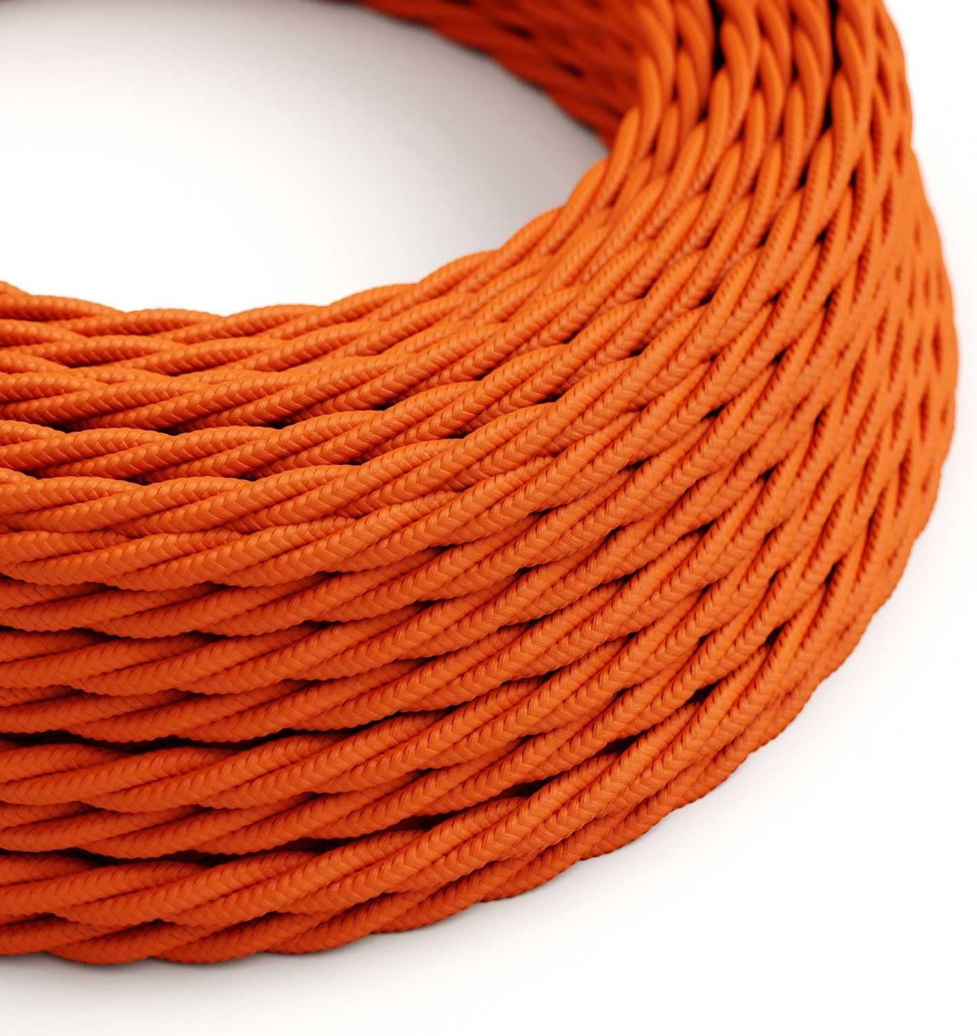 3m Braided Twisted Fabric Electrical Cable, 2 Core Cloth Covered Flex Lighting Cord 0.75mm, 9.84ft Vintage Style Lamp Wire for DIY Pendant Lights and Industrial Lighting Projects (Orange)