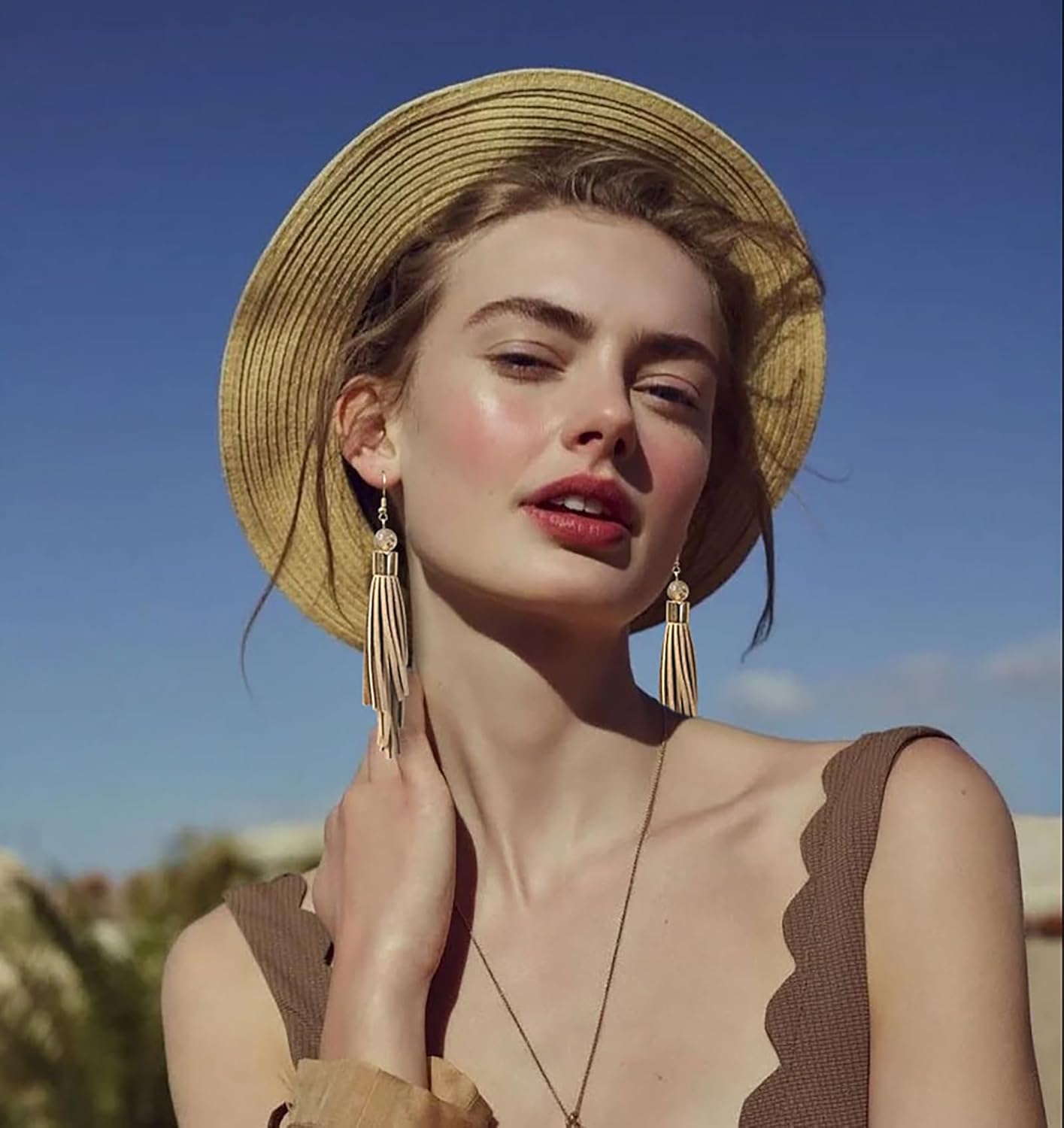 Coiris 4 Pairs Tassel Earrings Set Lightweight Leather Layered Long Tassel Western Cowgirl Handmade Bohemian Dangle Earrings Jewelry - Image 3