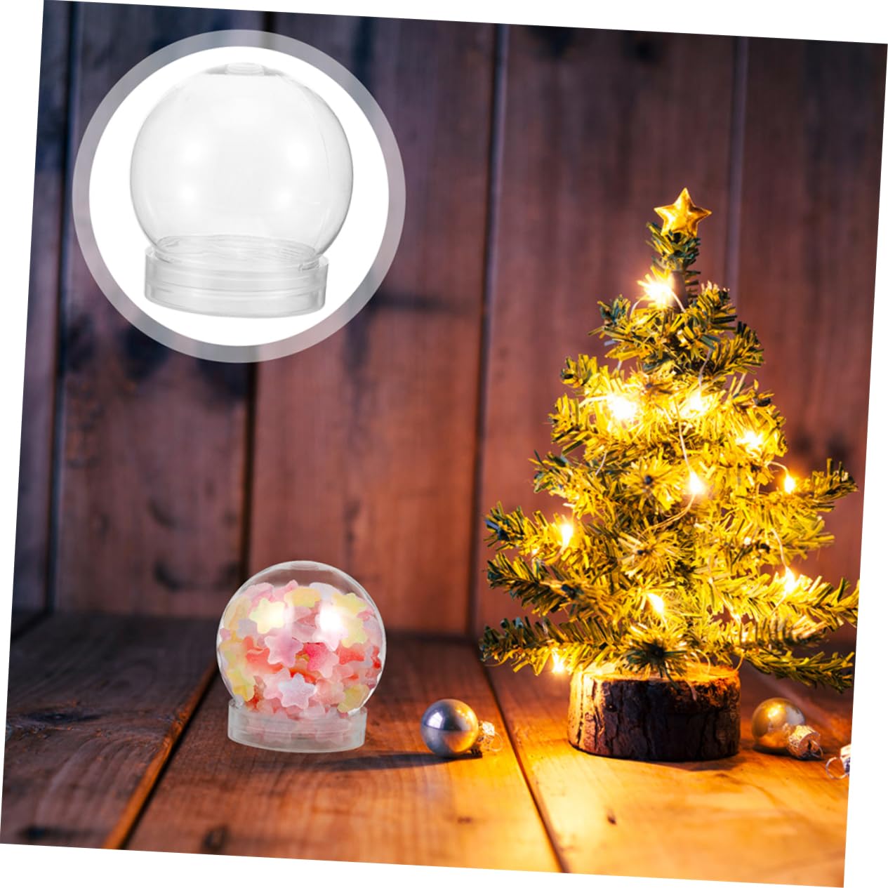 2 Series Bola De Nieve De Bricolaje Navidad Globo Decorativo Foto Bola De Nieve Bola De Nieve para Manualidades Bola De Nieve con Gorra El Plastico Transparente 20 Piezas*2