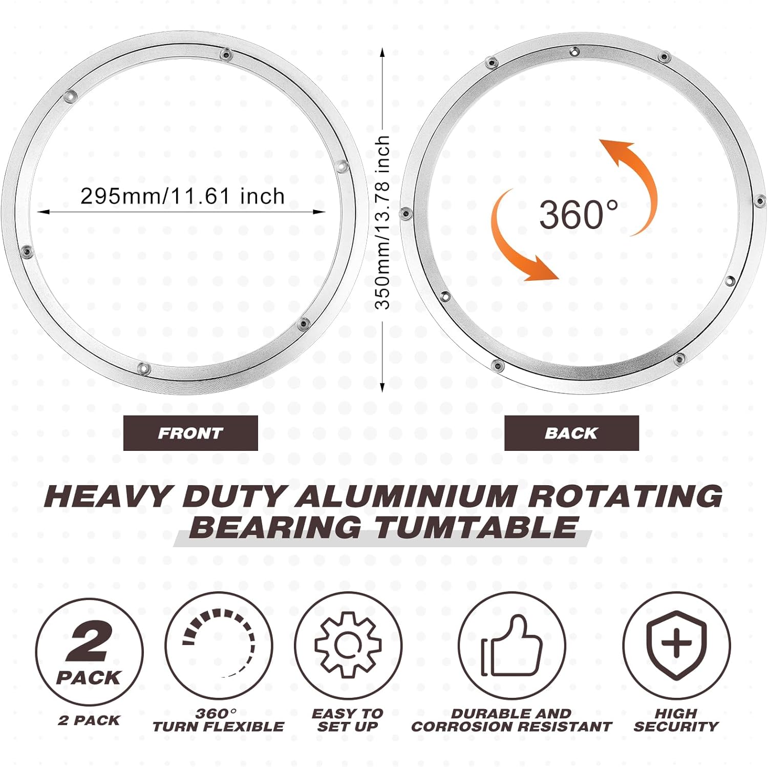 jagely 1pack 14 inch lazy susan hardware aluminum alloy turntable rotating hardware heavy duty lazy susan bearing ring mechanism for kitchen dinning table