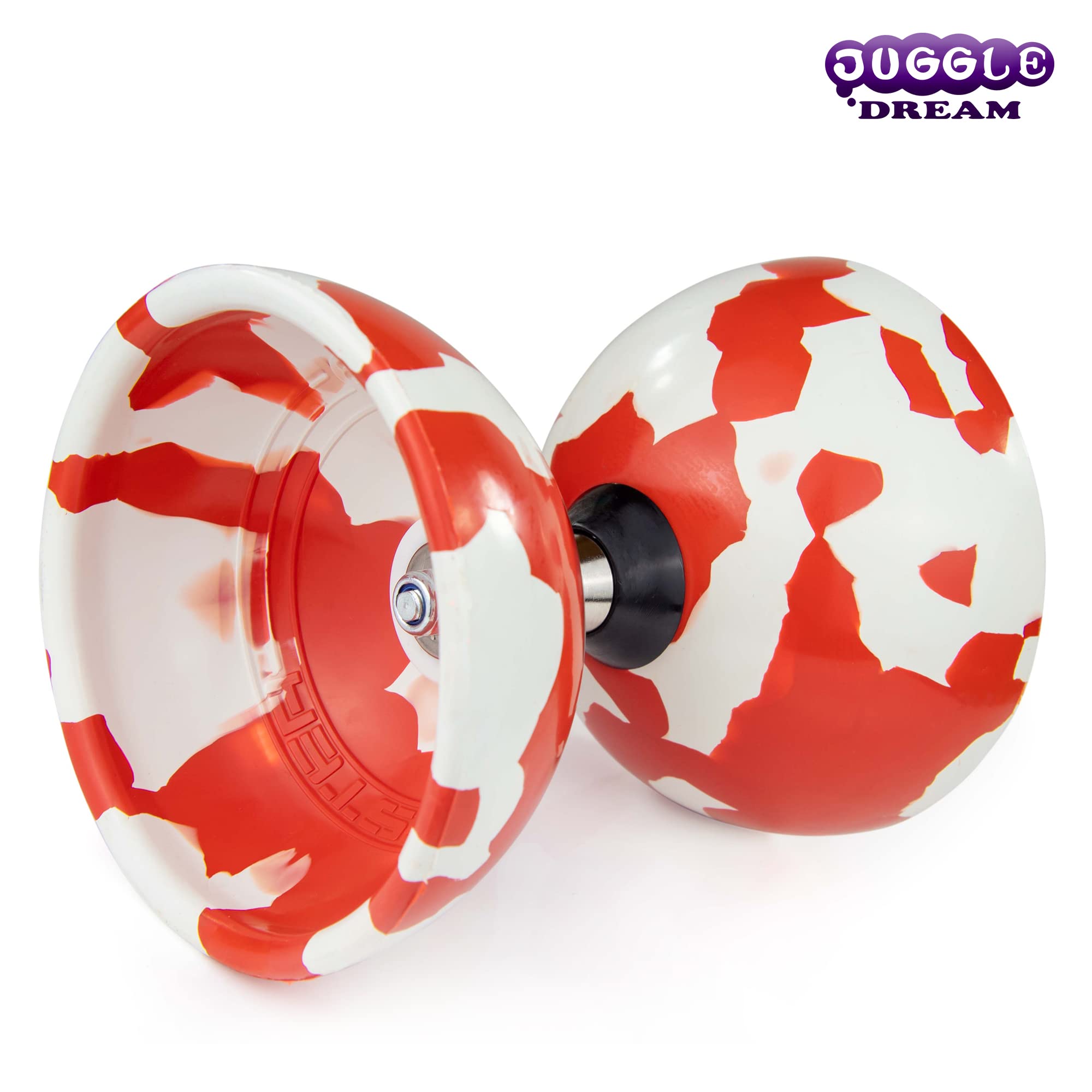 Juggle Dream Jester Diabolo Set de Jonglage avec Diabolo à roulement à Billes, Baguettes en Bois et Vidéo d'apprentissage en Ligne (Rouge/Blanc)