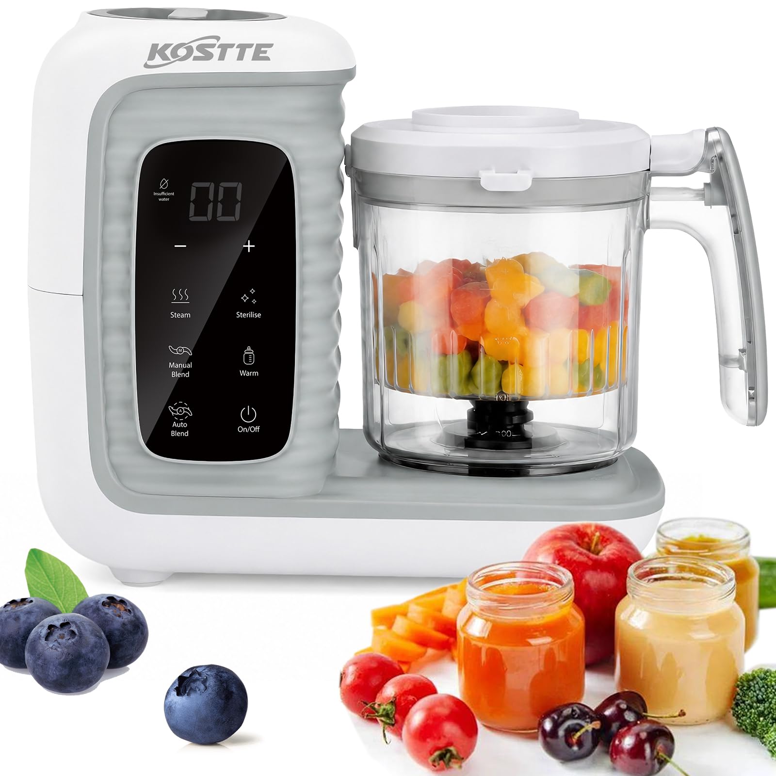 KOSTTE Baby Food Maker, Baby Steamer and Blender for Weaning, White