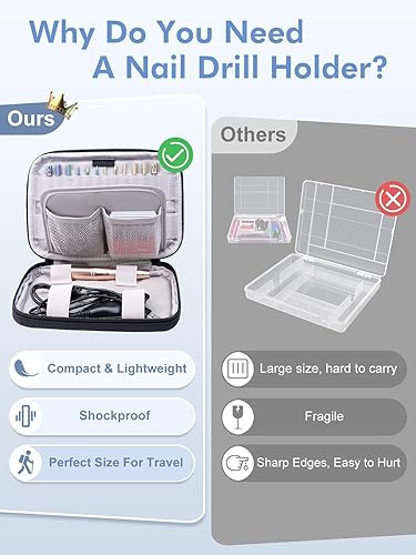 Miniatura 5 de Subay Juego de 6 brocas profesionales para arte de uñas, 6 unidades de 332 pulgadas y 300 bandas de lijado con bolsa organizadora de almacenamiento