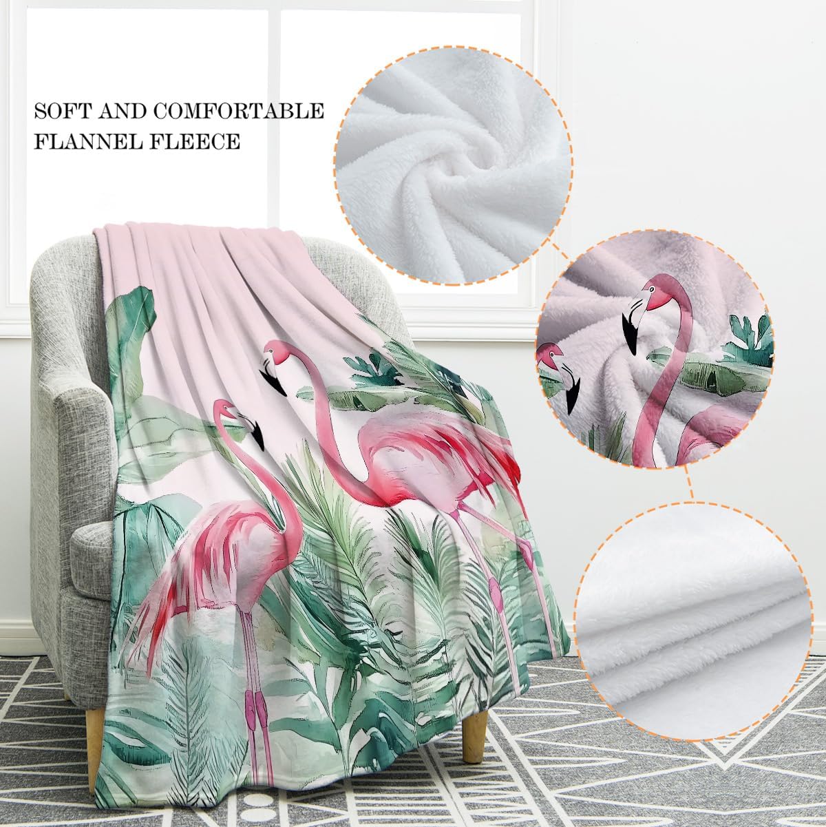 Jekeno Flamingo Blanket Gifts for Women Girls, Flamingo Throw Blanket for Adult Kids, Birthday Valentine Christmas Flamingos Decor for Boys Girls, Aniaml Blankets for Home Bed Couch 60"x50"