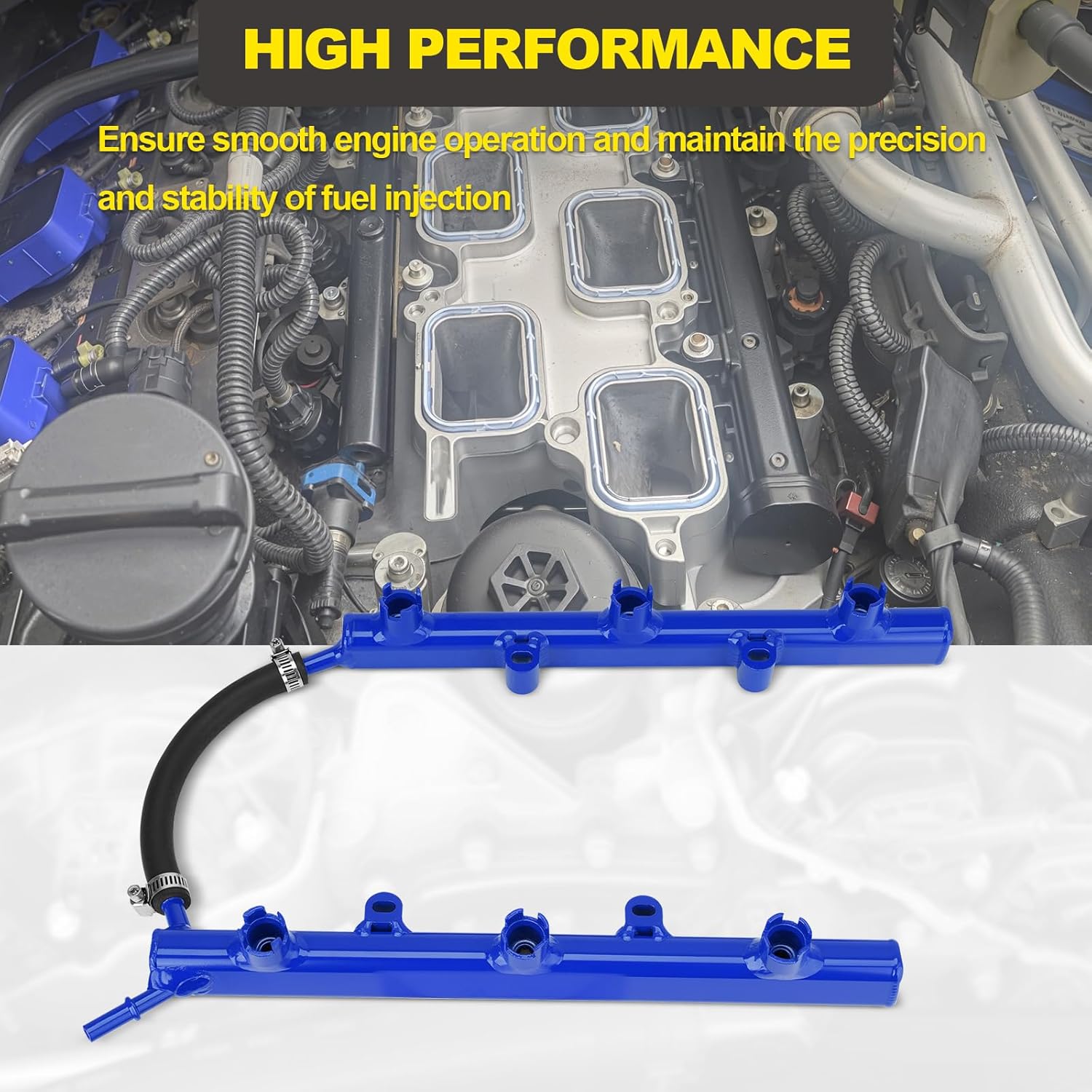 53034198AC Upgraded Full Aluminum Fuel Rail Compatible with Jeep Dodge Ram Chrysler 200 300 2011-2025 Grand Cherokee Challenger Charger Durango 2011-2014 Avenger 2011-2019 Journey 3.6L V6（Blue）