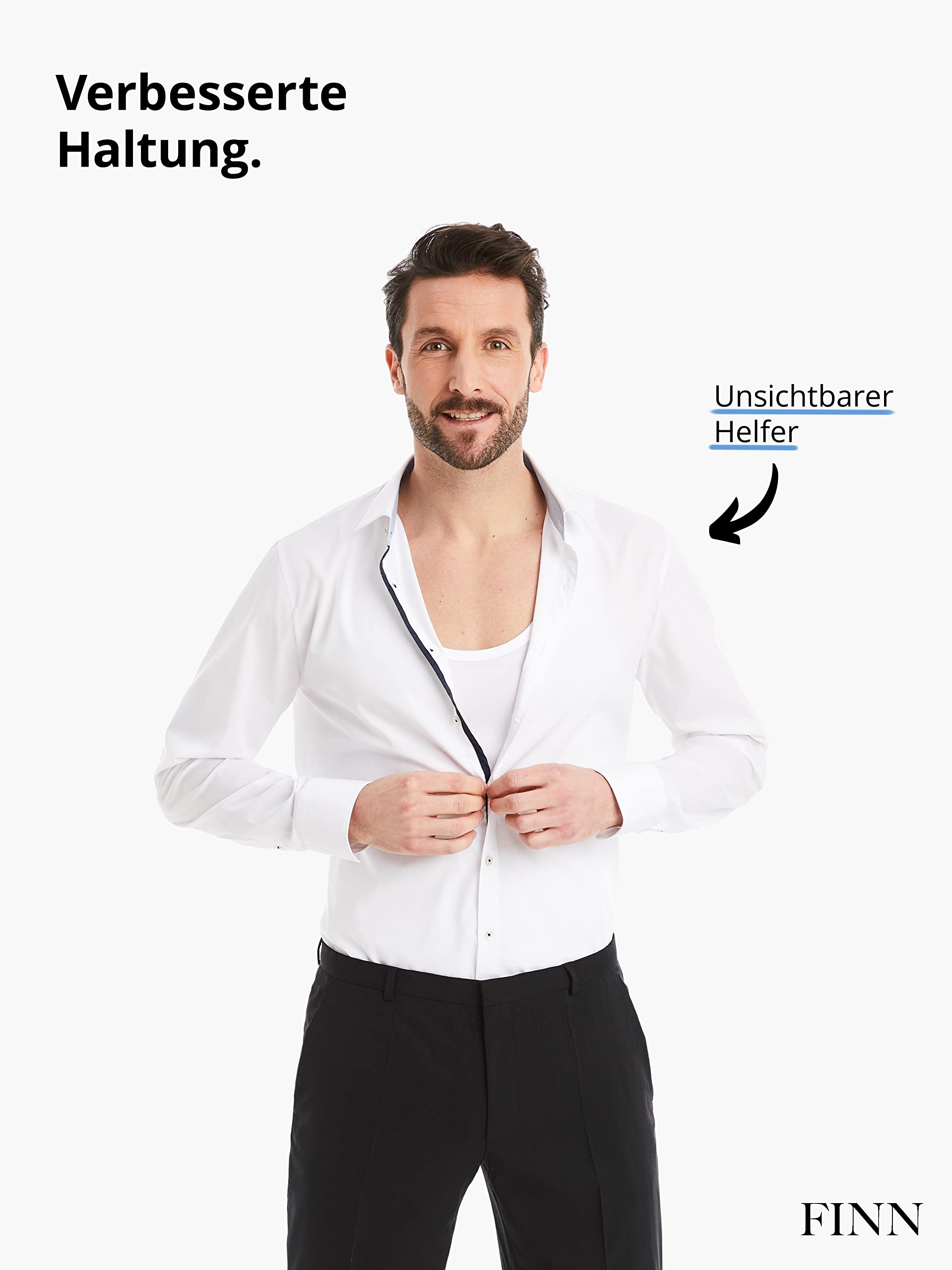FINN Shapewear Herren Kompressionsshirt – Bauch-Weg Unterhemd & Body-Shaper Männer – Ärmelloses Tank-Top aus Baumwolle für flacheren Bauch und bessere Haltung