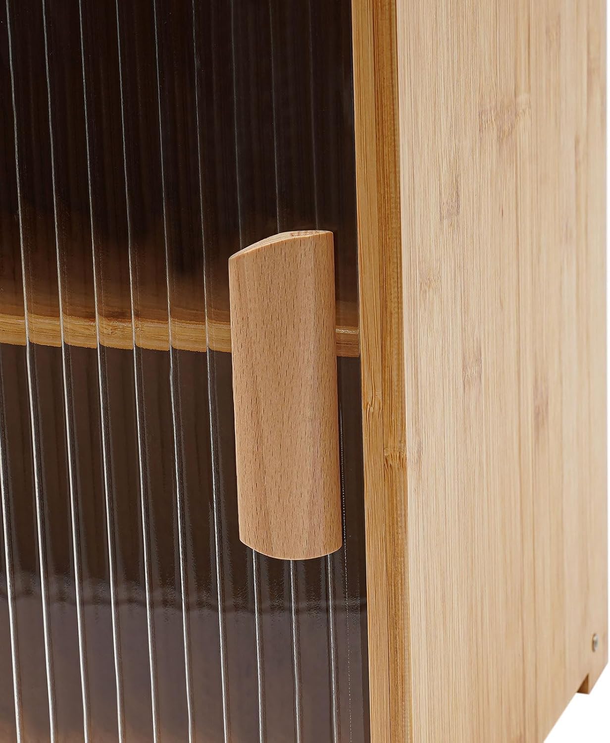 Armoire de cuisine, armoire de rangement pour plan de travail avec double couche et plan de travail ouvert, organisateur de placard en bambou, tiroirs transparents, 55 x 28 x 61 cm, couleur