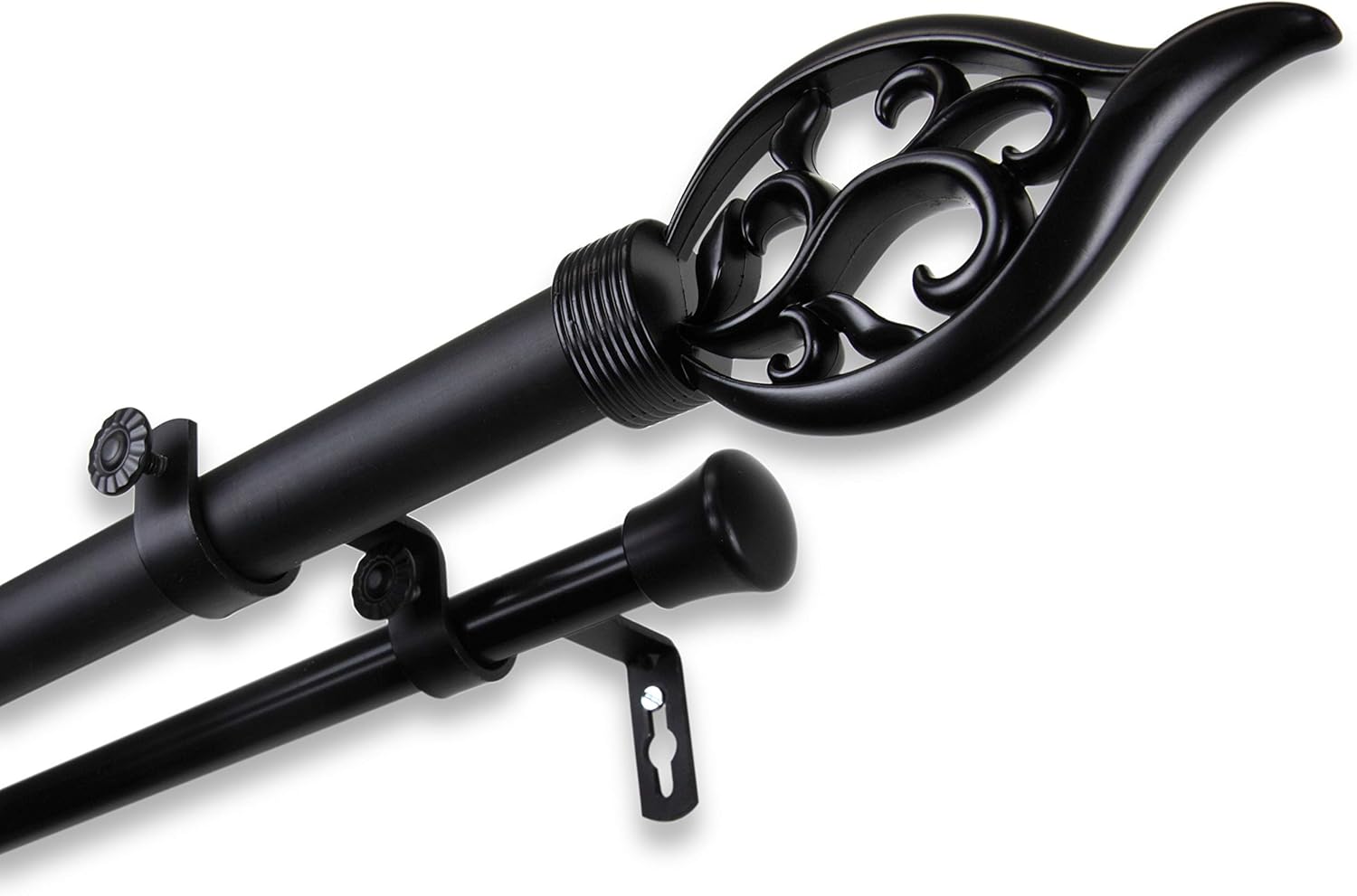 Rod Desyne 1" Flora Double Curtain Rod, 48-84 inch, Black : Home & Kitchen