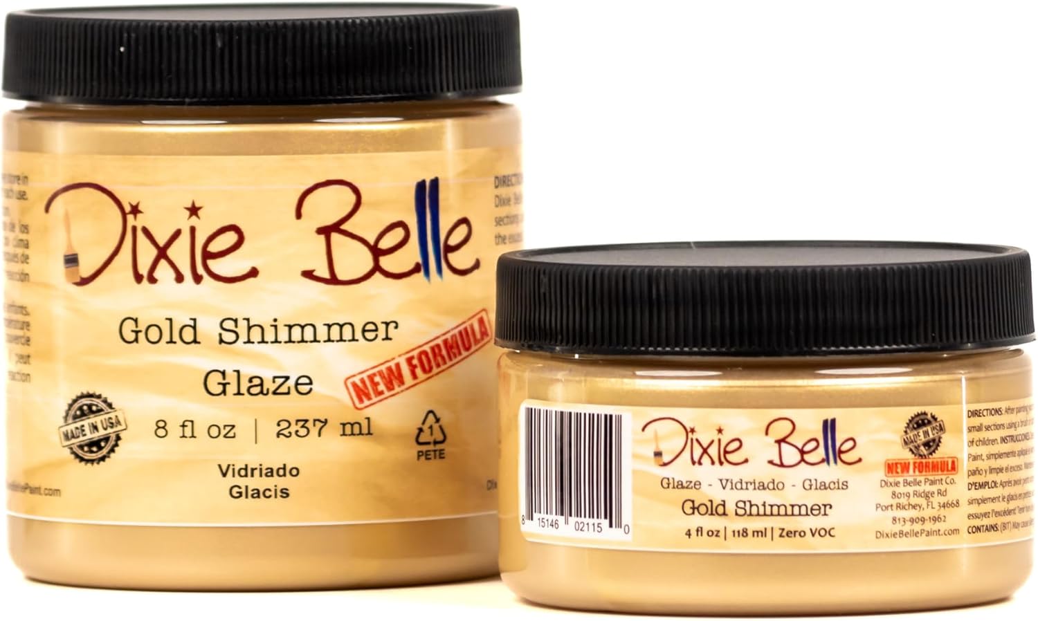 Dixie Belle Glaze - Gold Shimmer (4oz) - Water-Based Paint Glaze - Paint Finish for Stippling and Color Washing - DIY Home Décor