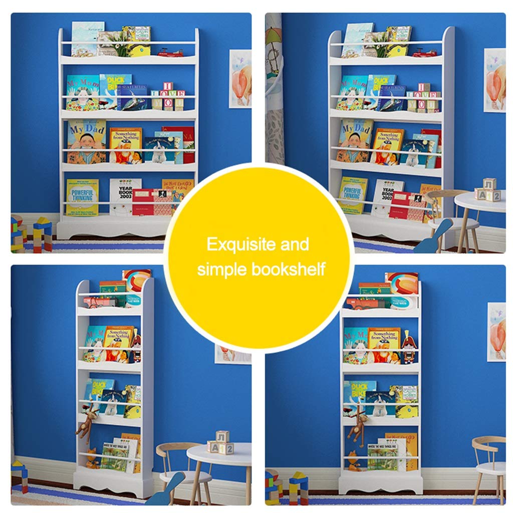 Estante para Libros Estantería Simple de Suelo estantería de Madera Maciza Soporte de Libro ilustrado Biblioteca de Madera Maciza (Color : Blanco, Size : 83x14x133cm)