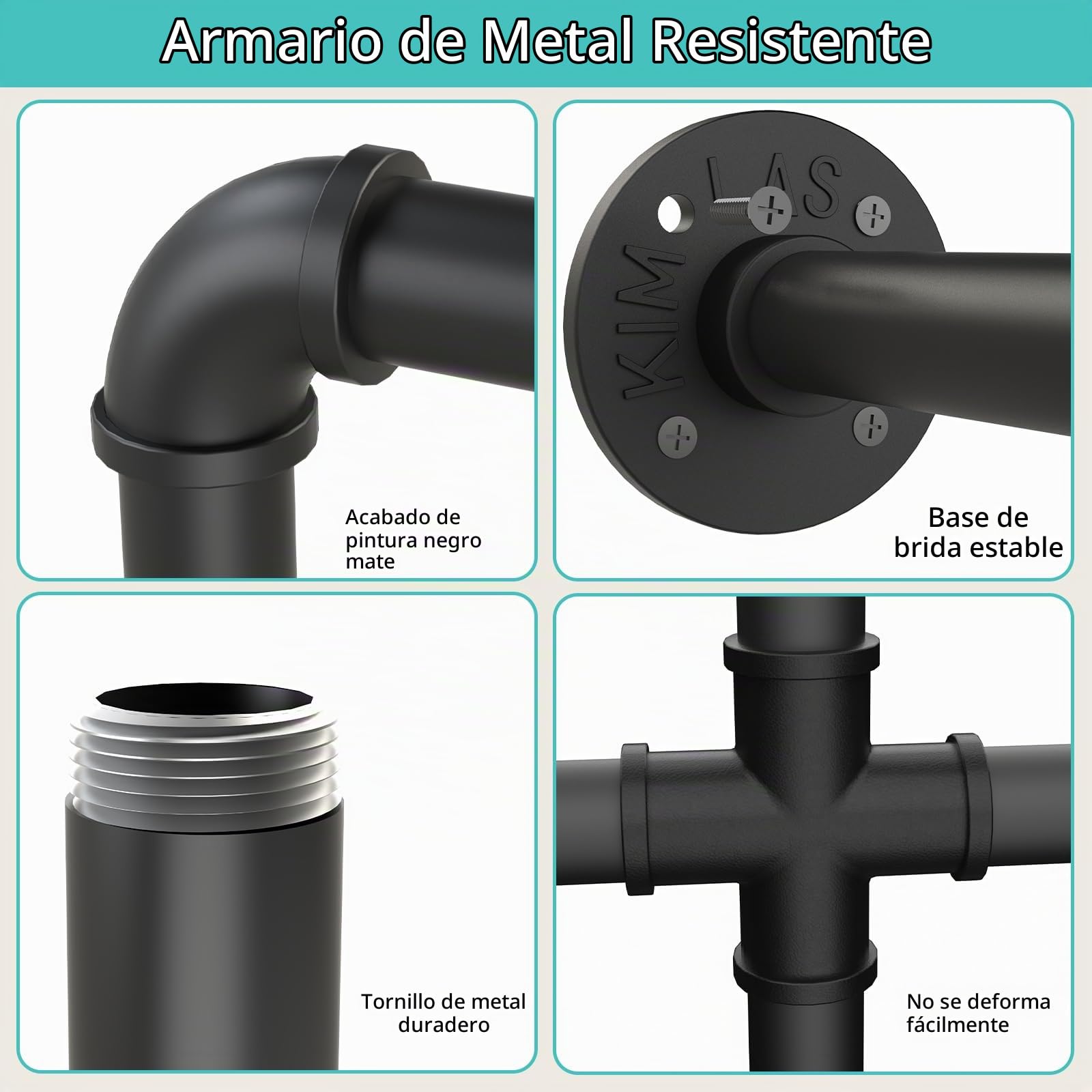 Yawinhe Barra Para Colgar Ropa de Pared,2 Columnas Armario Abierto,Negro | Metal Colgadores de ropa, Perchero de Pared Industrial,Perchero Pared para Colgar Ropa;Barra Pesada Montada en la Pared